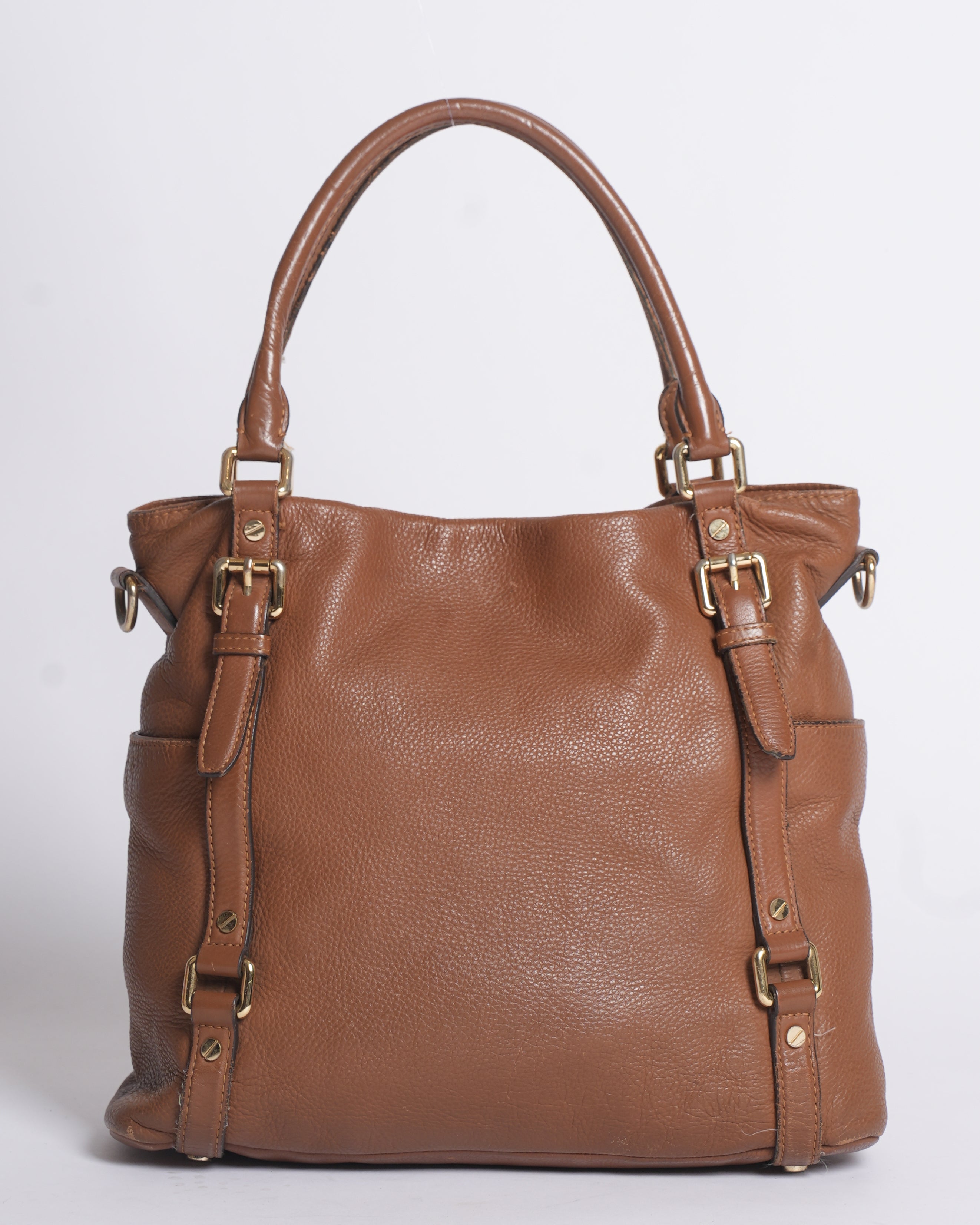 Michael Kors Brown Leather Buckle Strap Bag