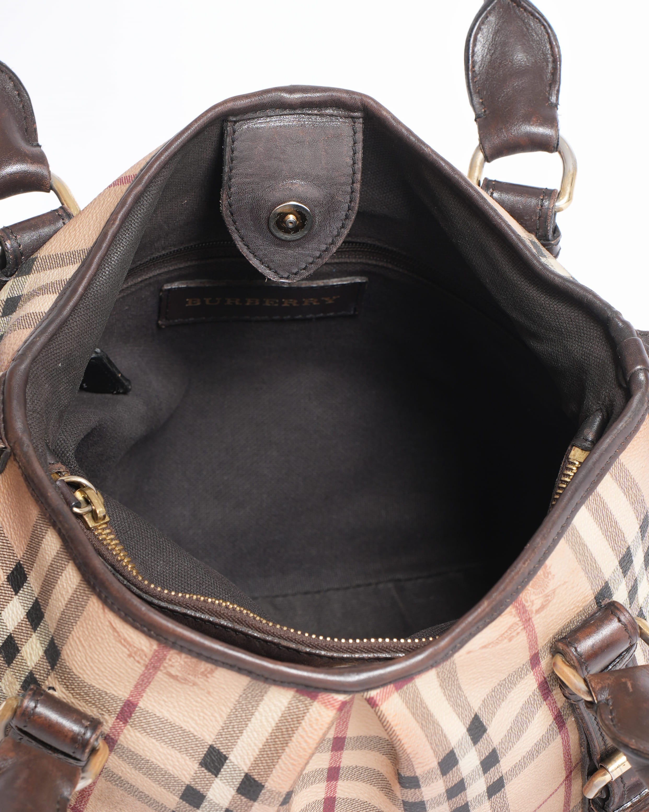 Burberry Beige Haymarket Check Coated Small Tote Bag