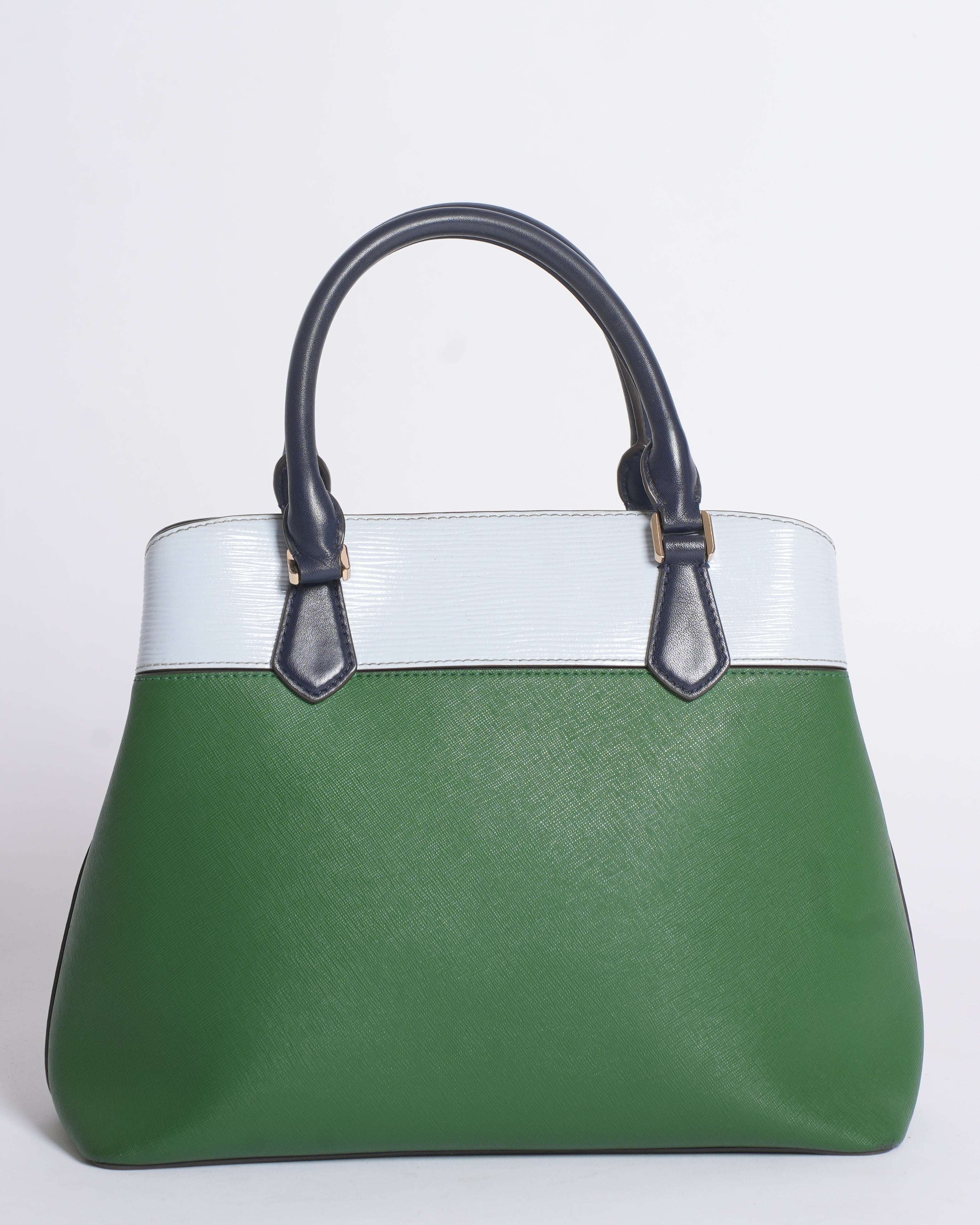 Tory burch robinson triple tote in green & white colorblock