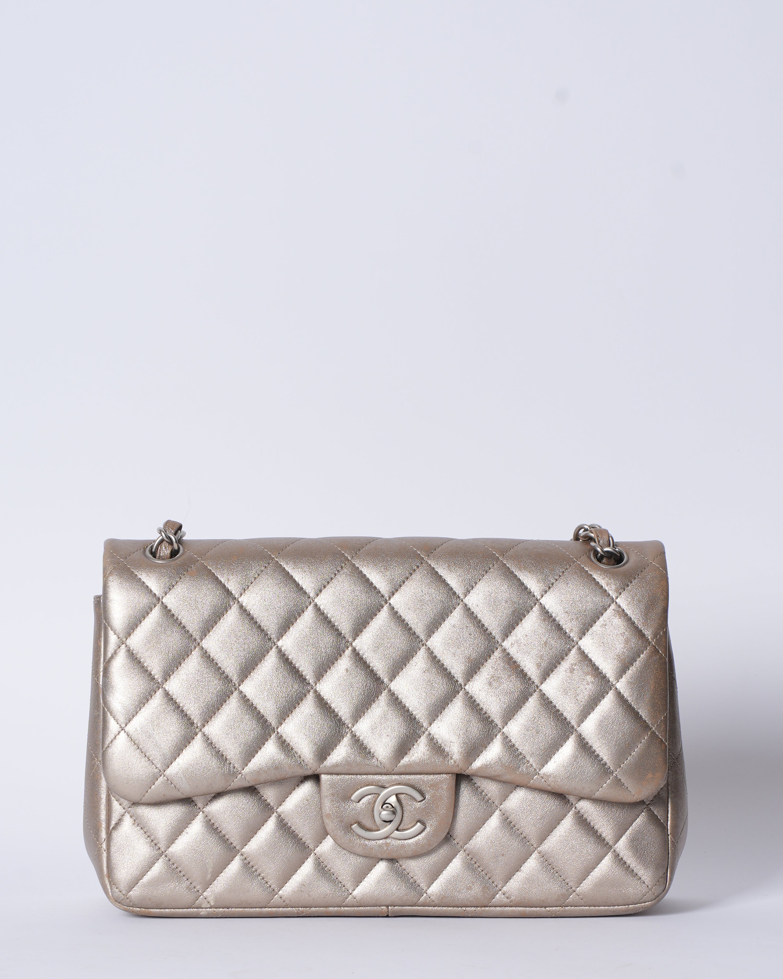 Chanel Metallic Quilted Leather Classic Flap Bag