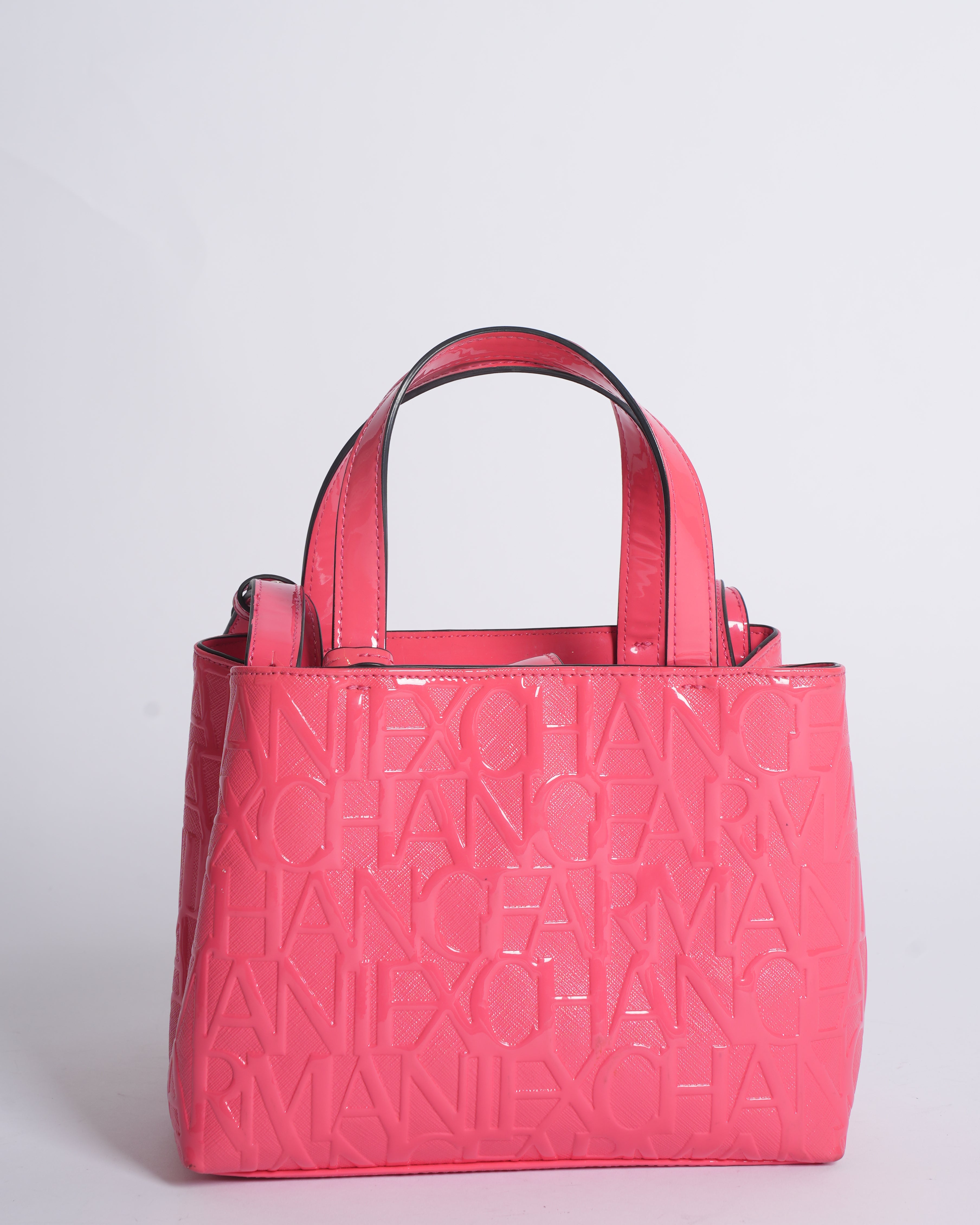 Armani Exchange Logo Embossed Red Monogram Shoulder Bag