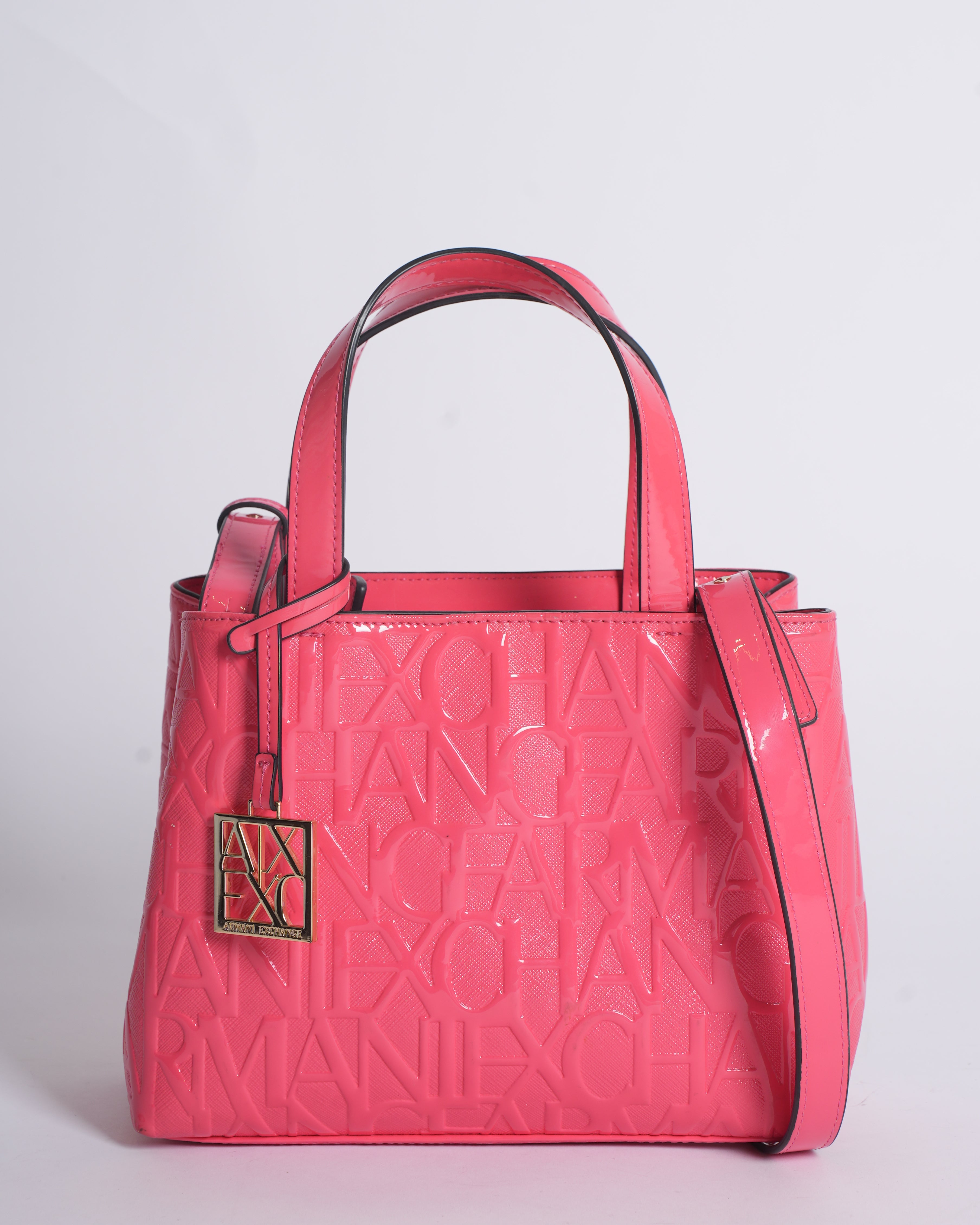 Armani Exchange Logo Embossed Red Monogram Shoulder Bag