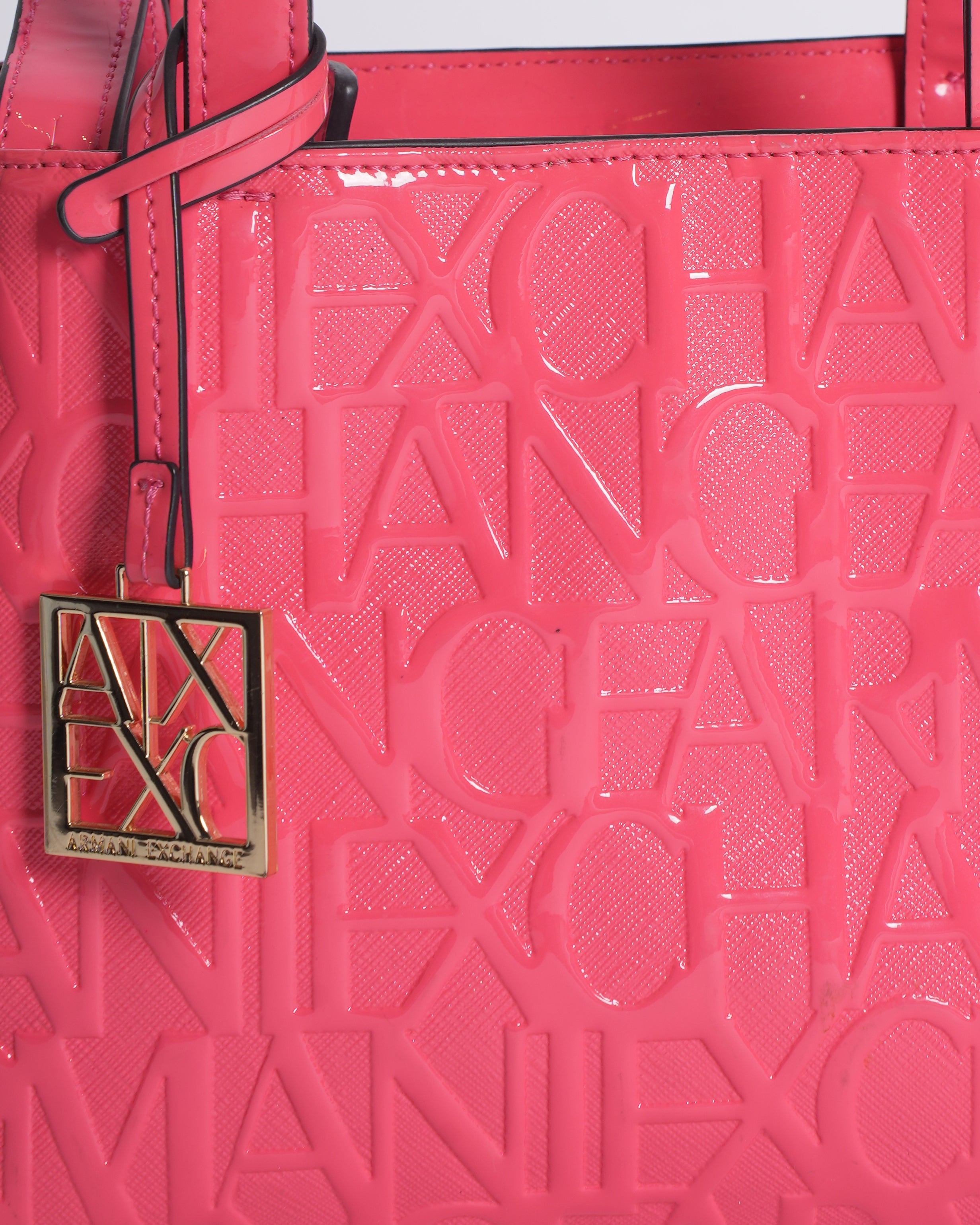 Armani Exchange Logo Embossed Red Monogram Shoulder Bag