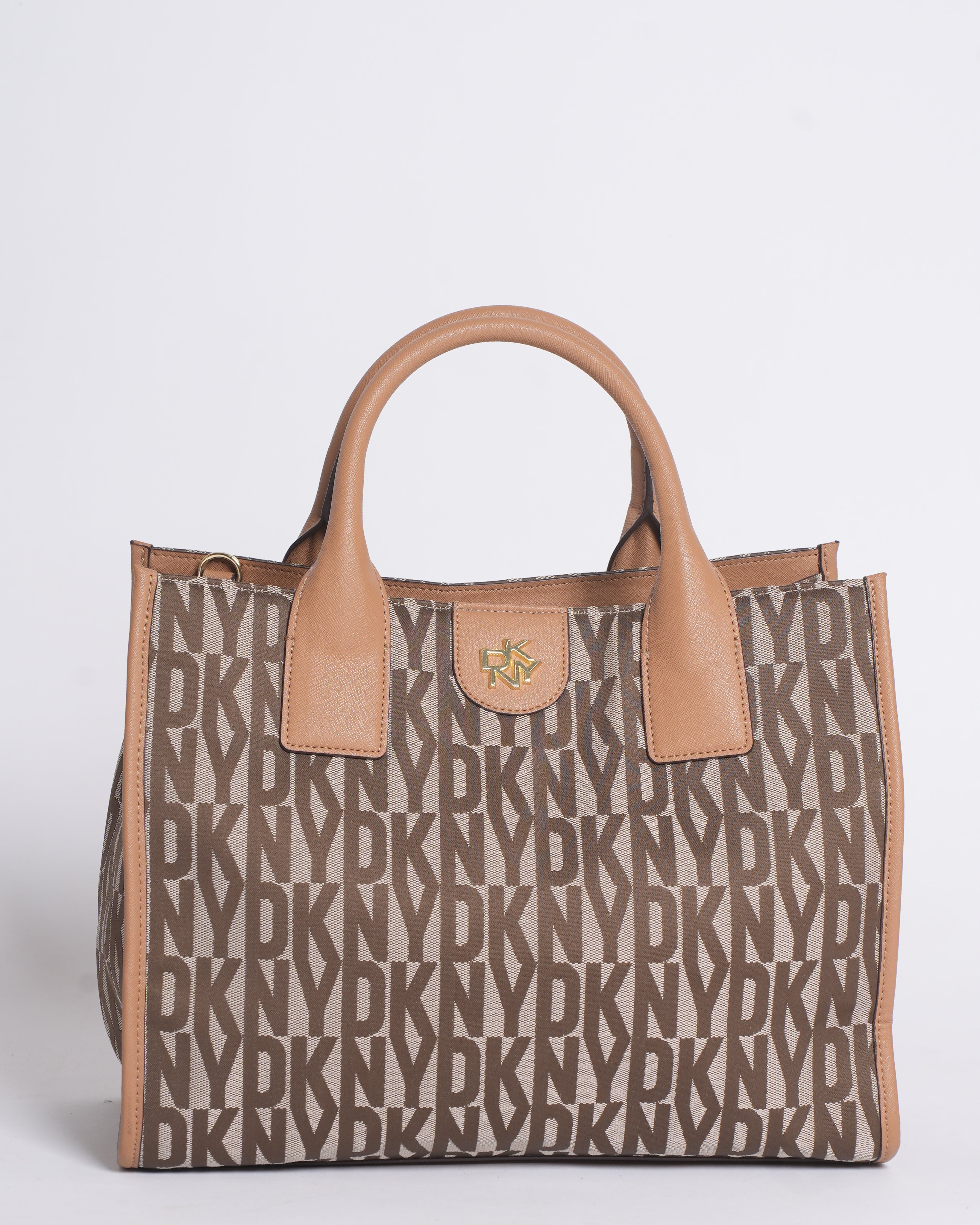 New DKNY Typography Printed Leather Handheld Bag