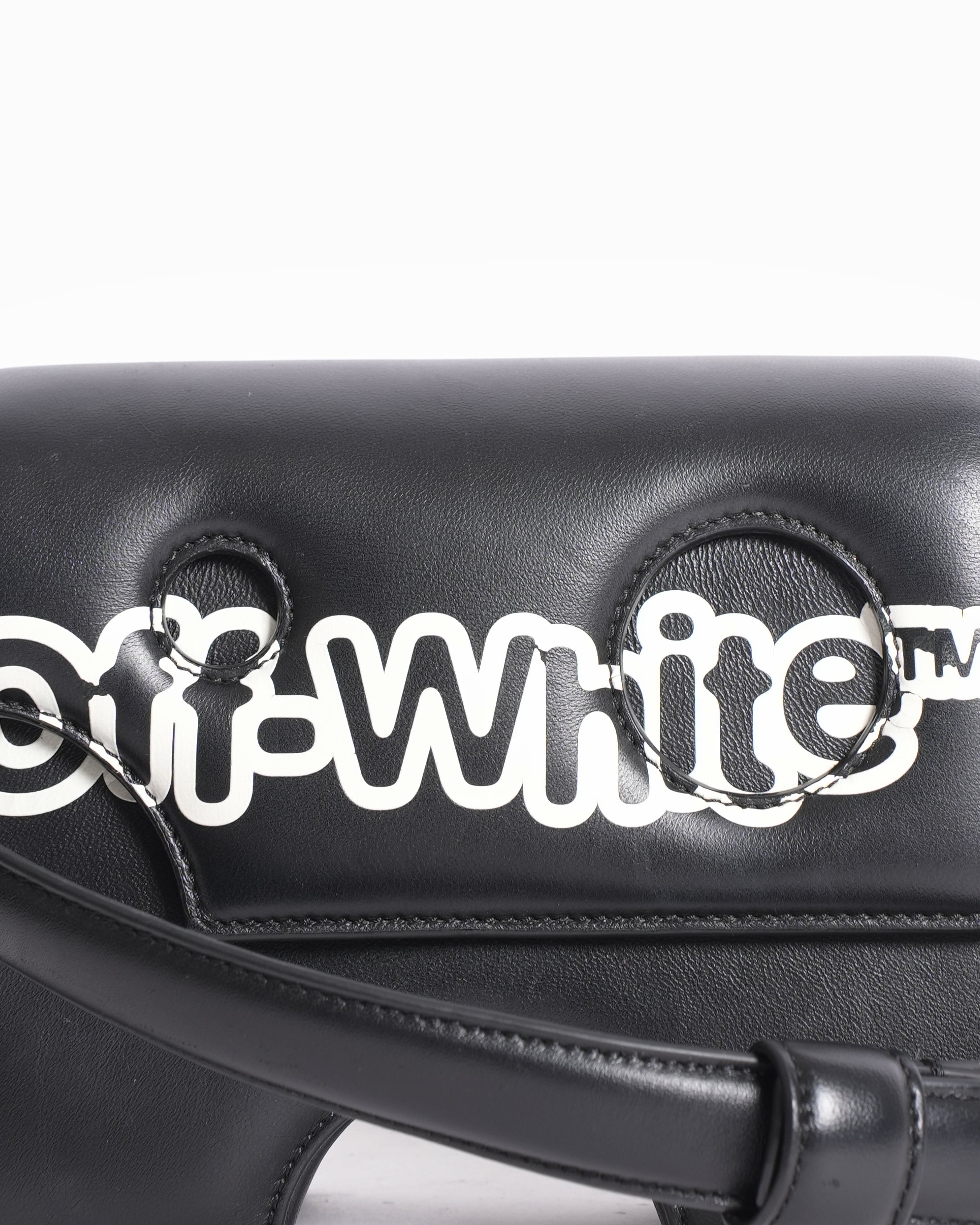 Off-White Leather Logo Burrow Leather Bag Black White