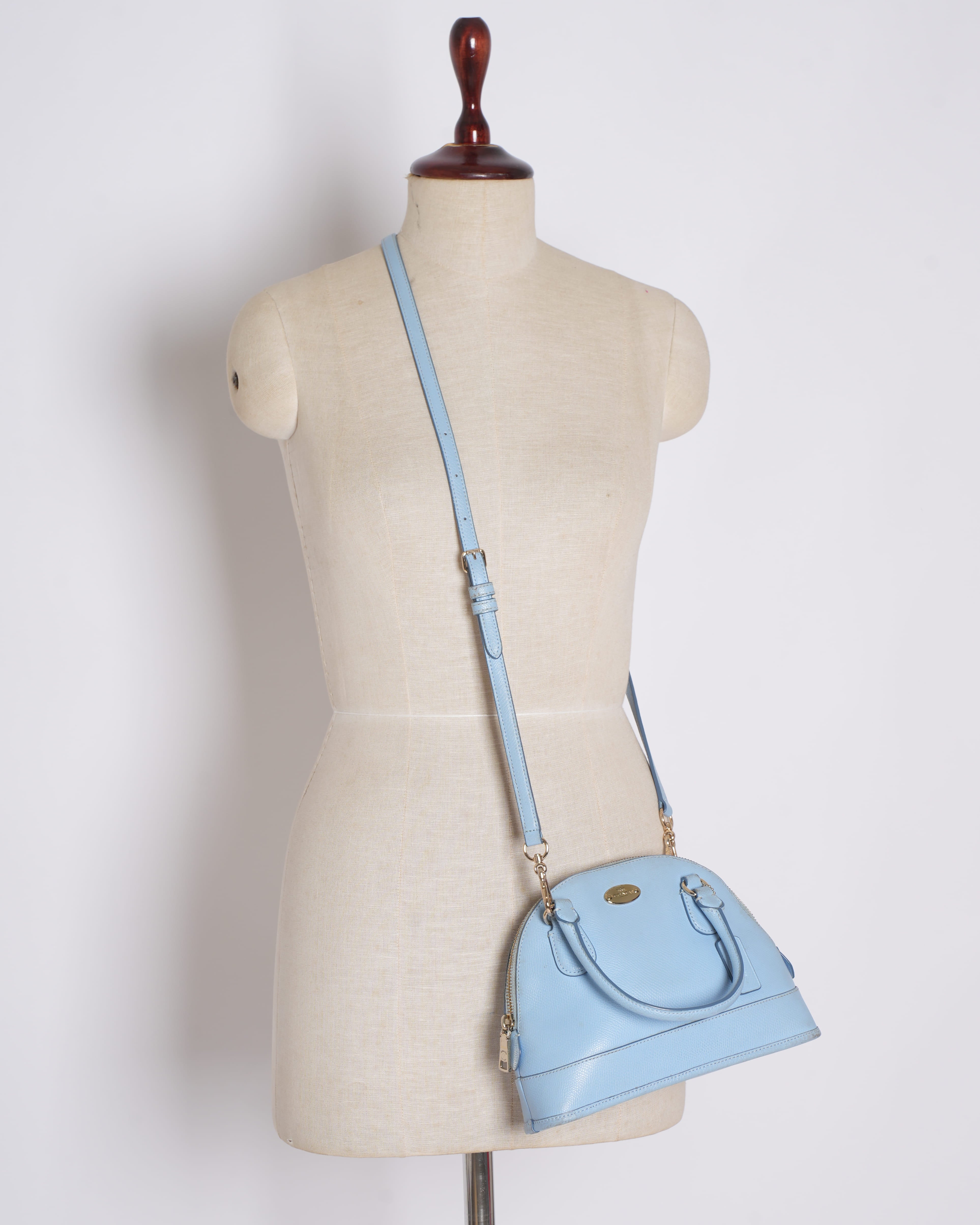 Coach Sky Blue Leather Cora Domed Satchel