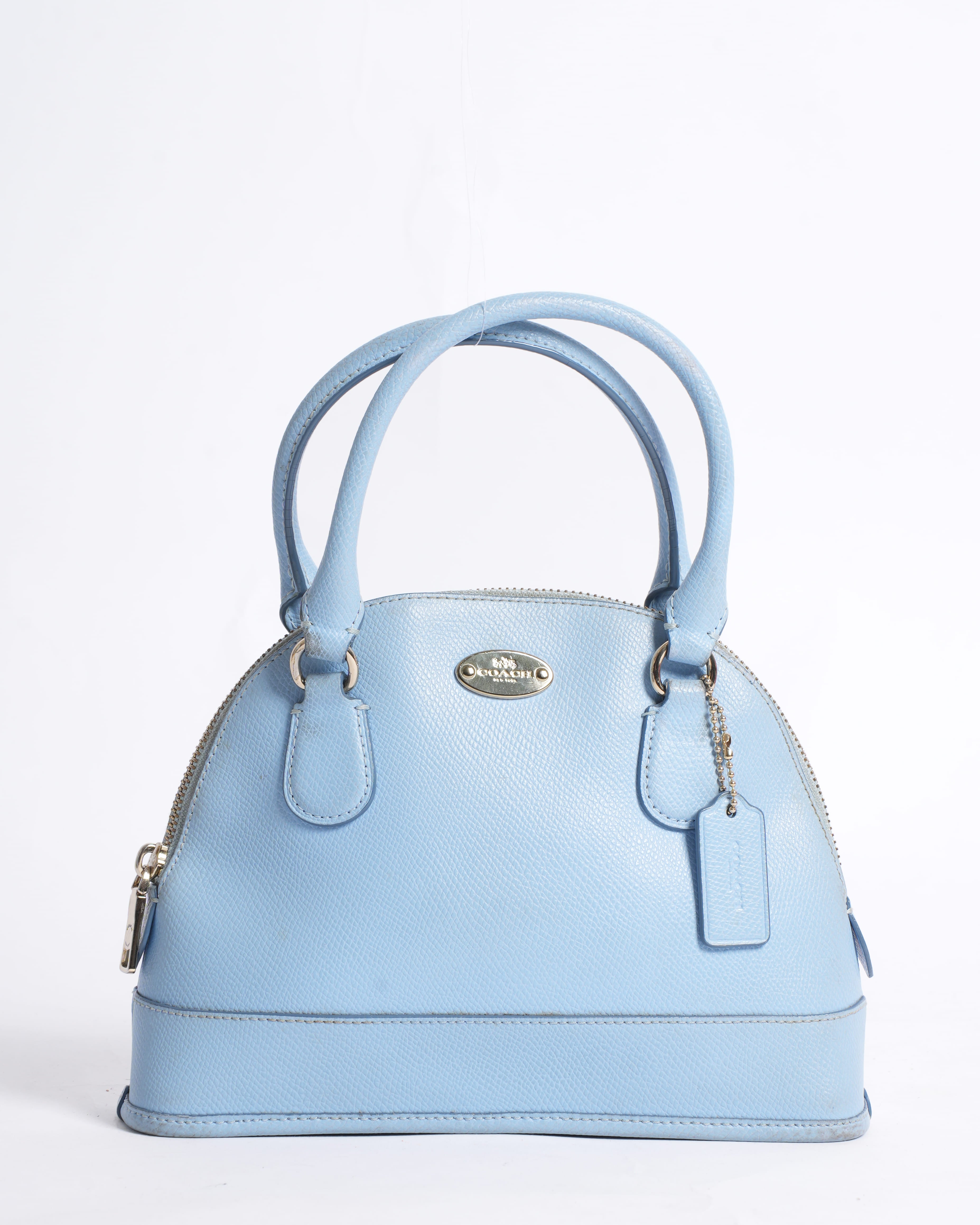 Coach Sky Blue Leather Cora Domed Satchel