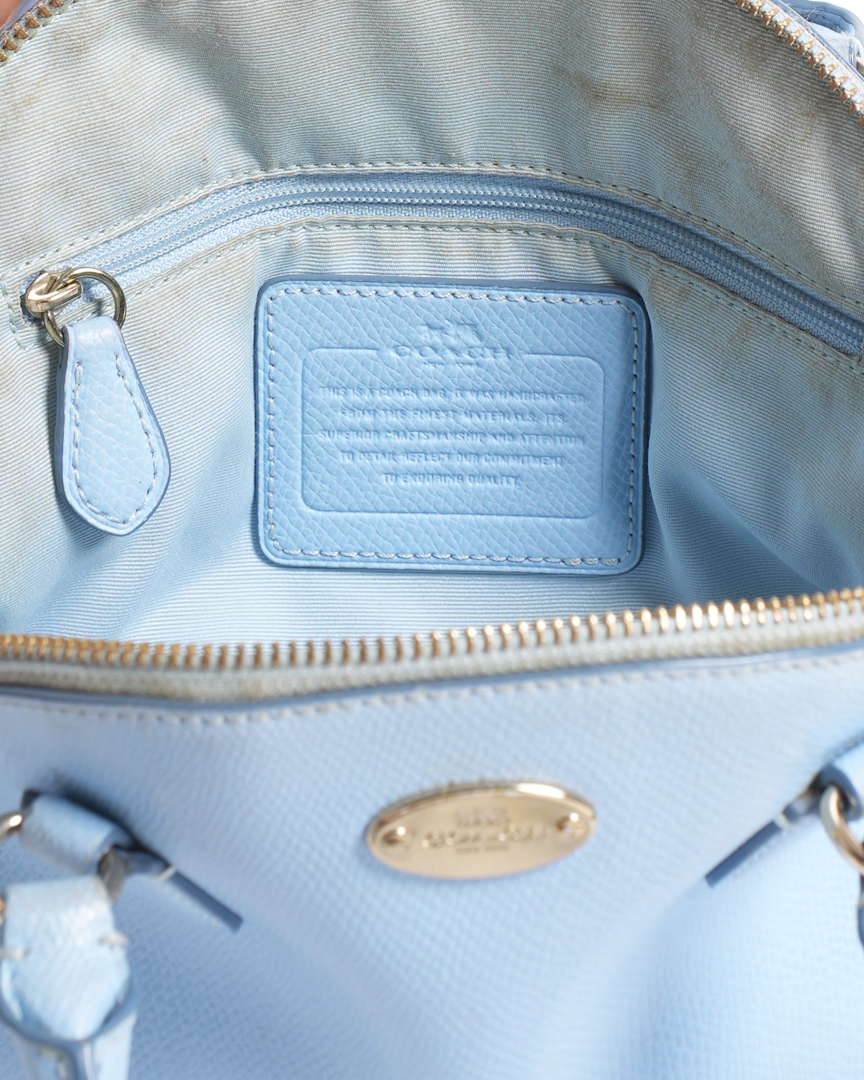 Coach Sky Blue Leather Cora Domed Satchel