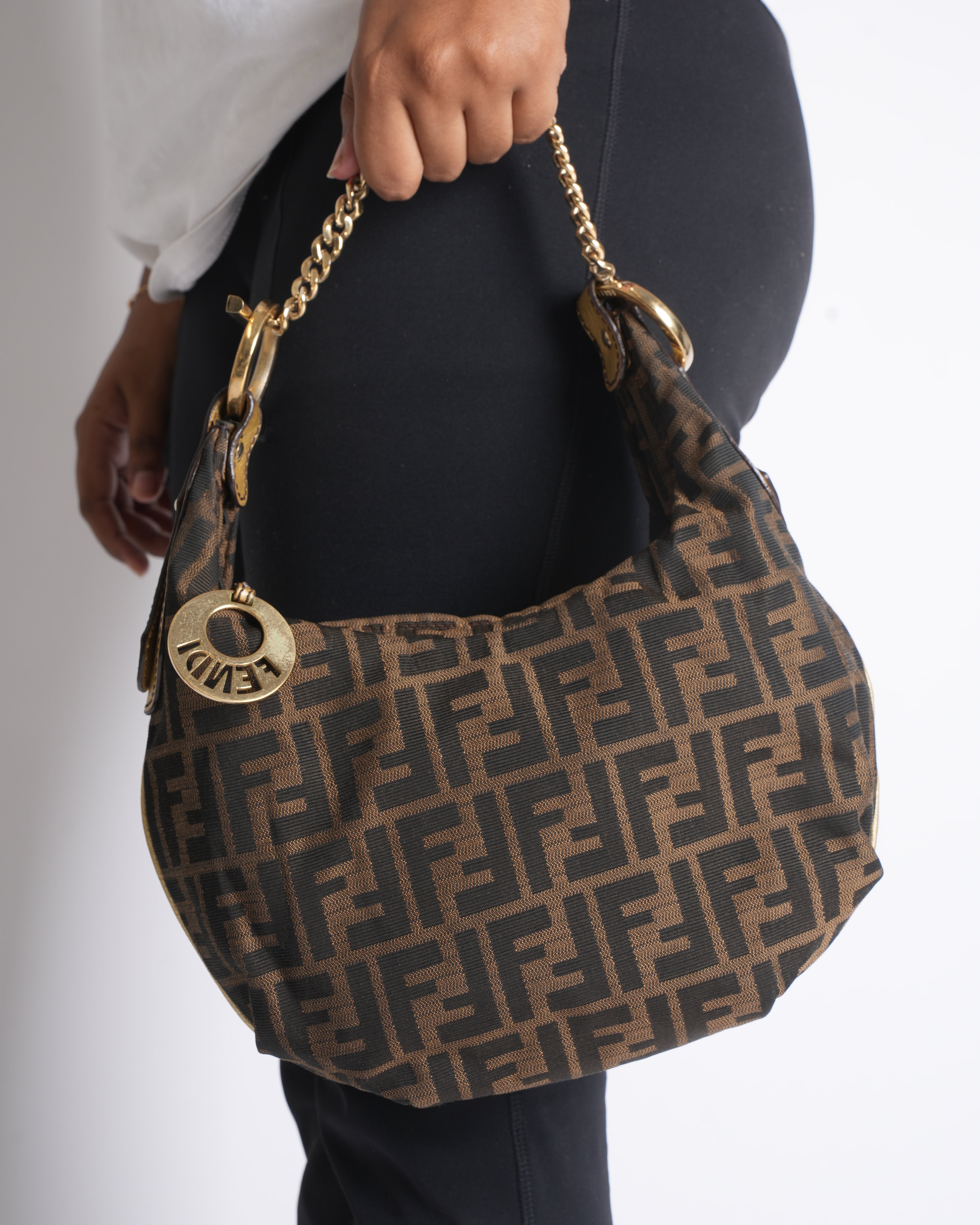 Fendi Brown Zucca Canvas and Leather Hobo Bag