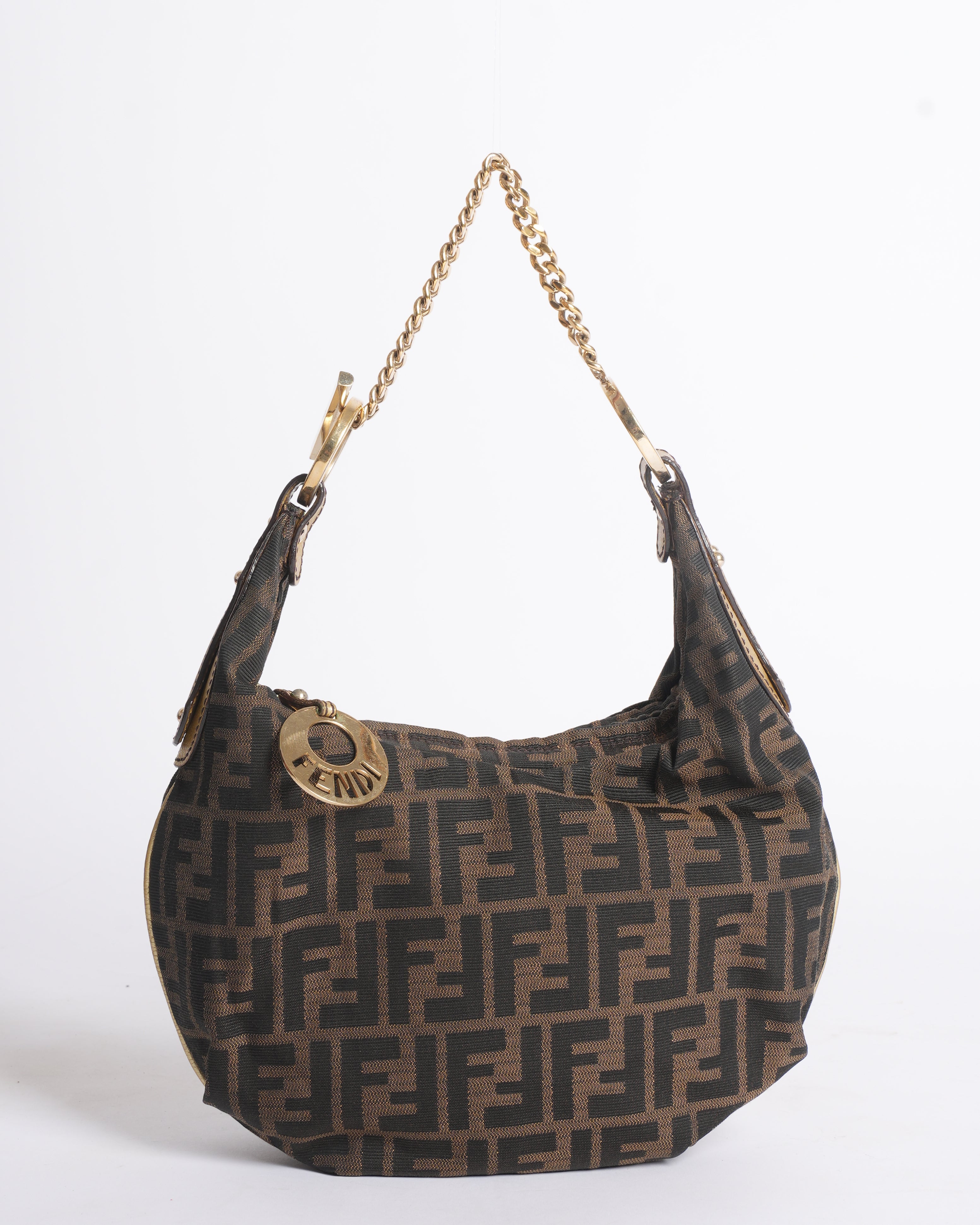 Fendi Brown Zucca Canvas and Leather Hobo Bag