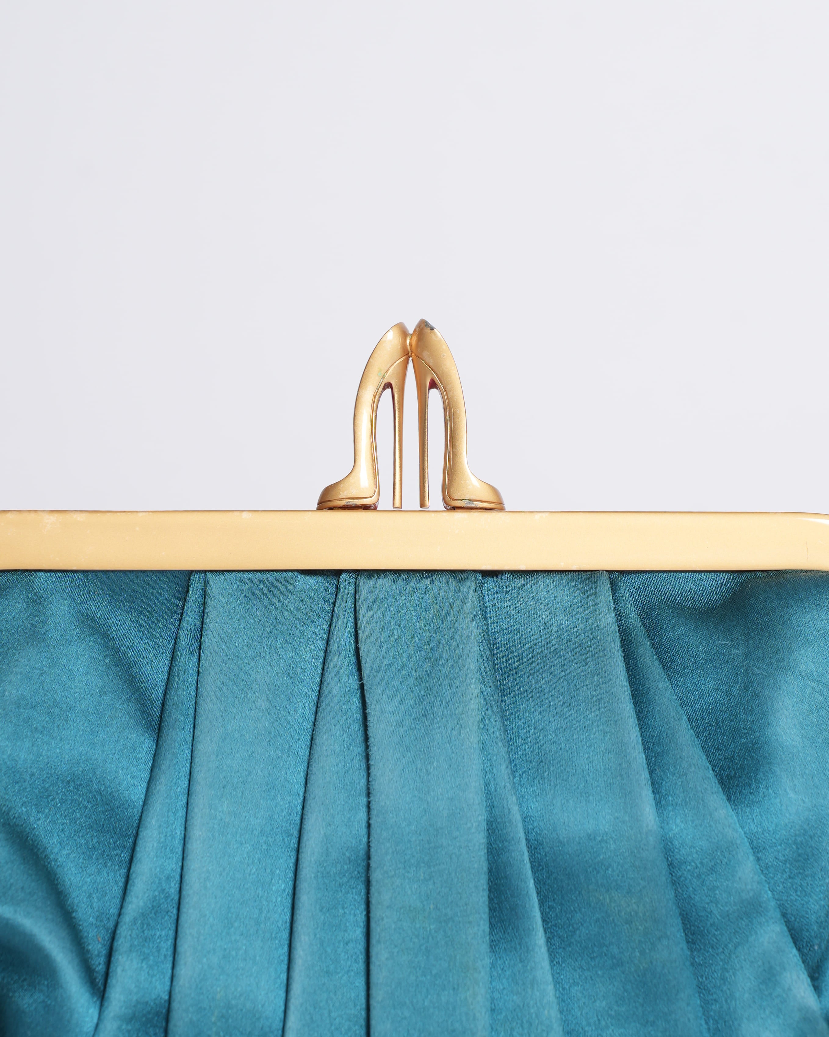 Christian Louboutin Loubi Croissant Satin Clutch