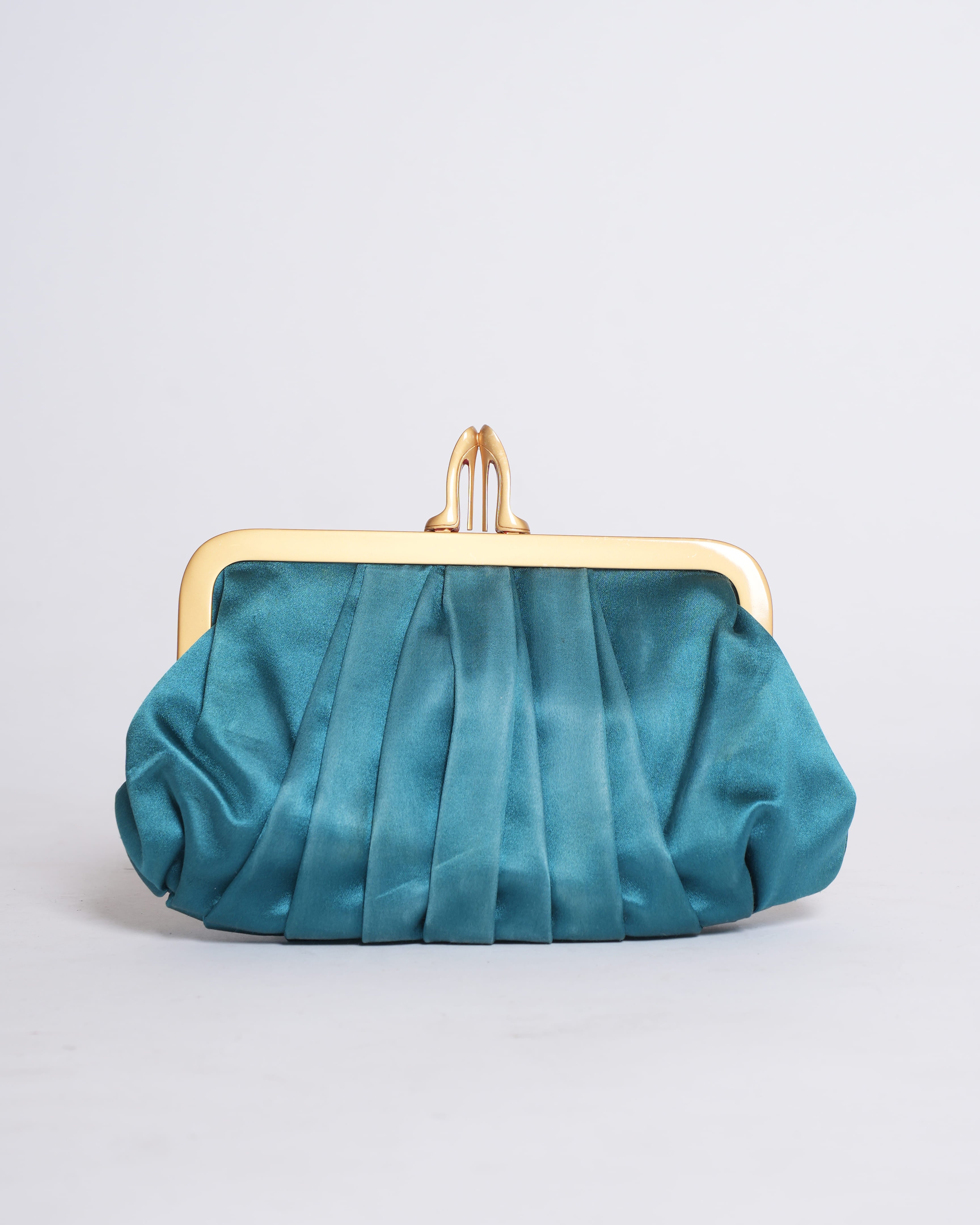 Christian Louboutin Loubi Croissant Satin Clutch