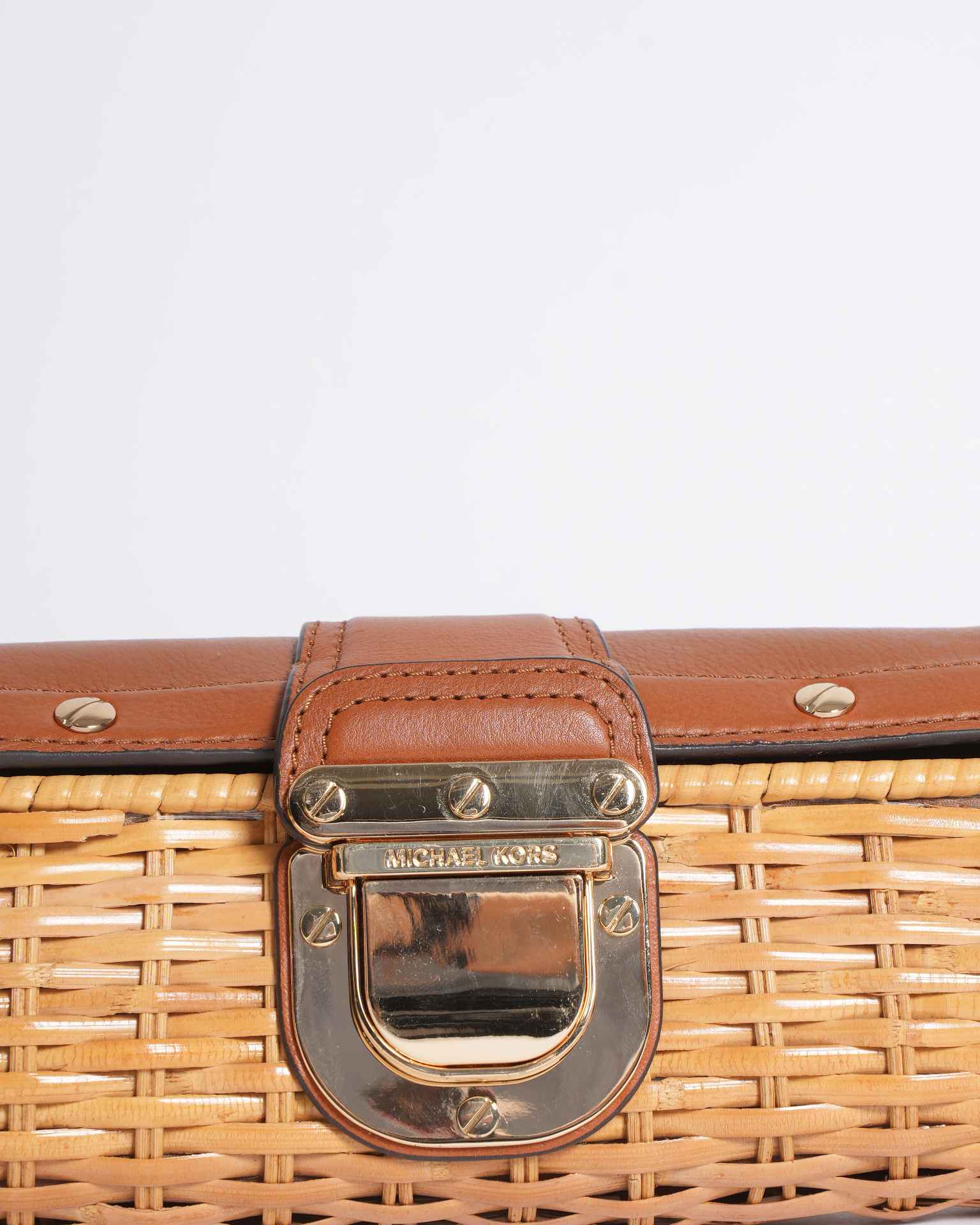 Michael Kors Straw Woven Clutch in Brown