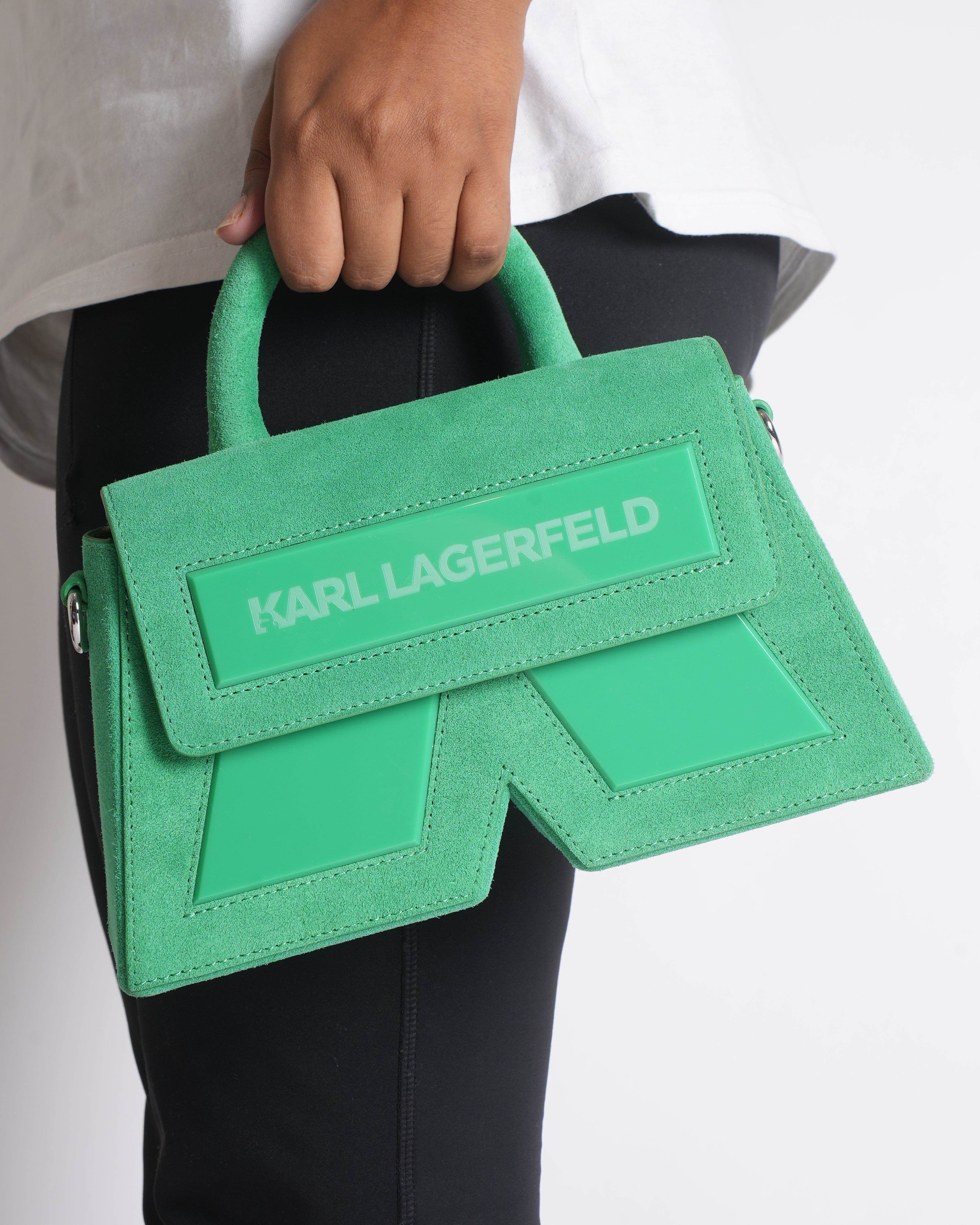 New Karl Lagerfeld Icon K Crossbody In Suede
