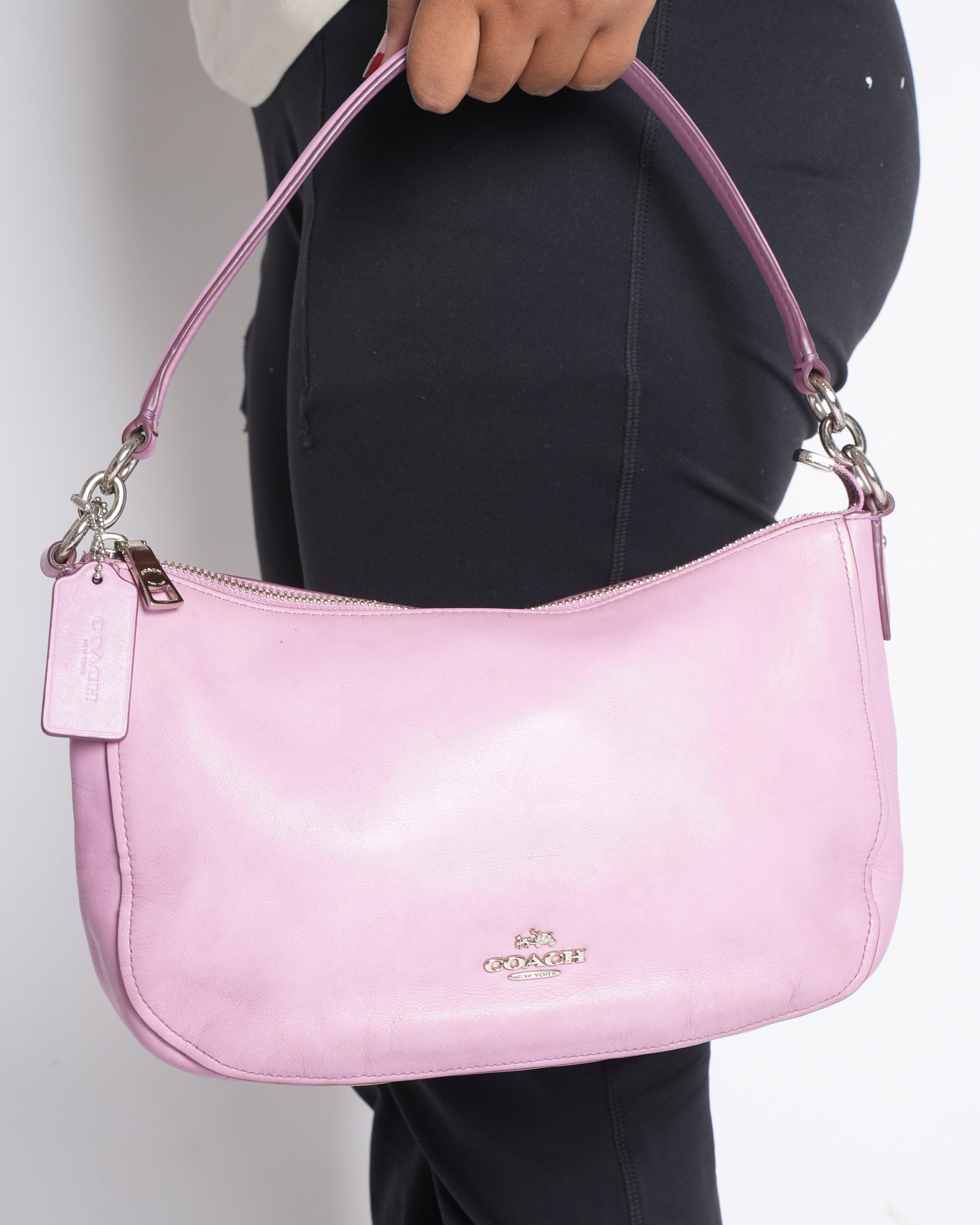 Coach pink leather shoulder bag