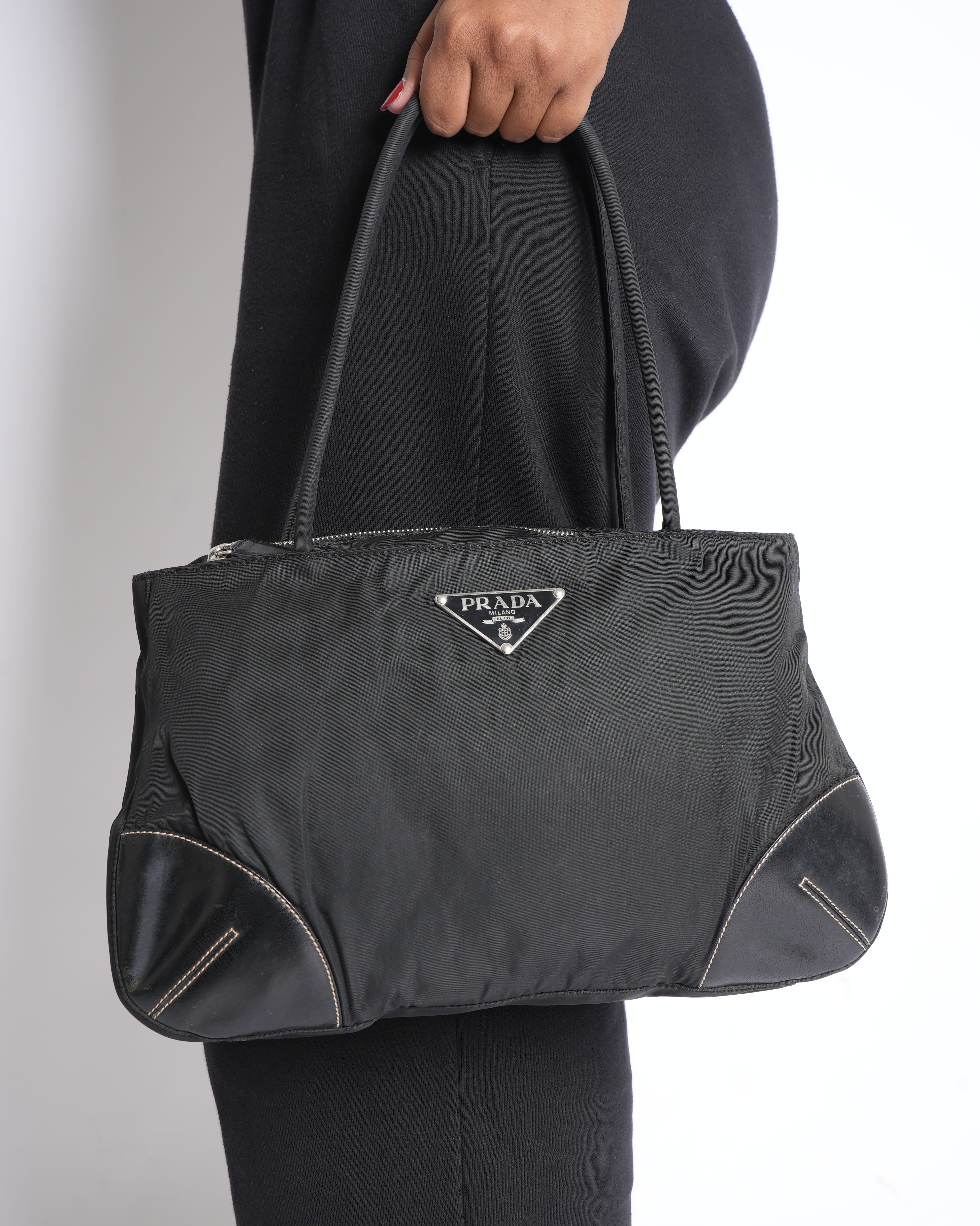 Prada Nylon Shoulder Bag In Black