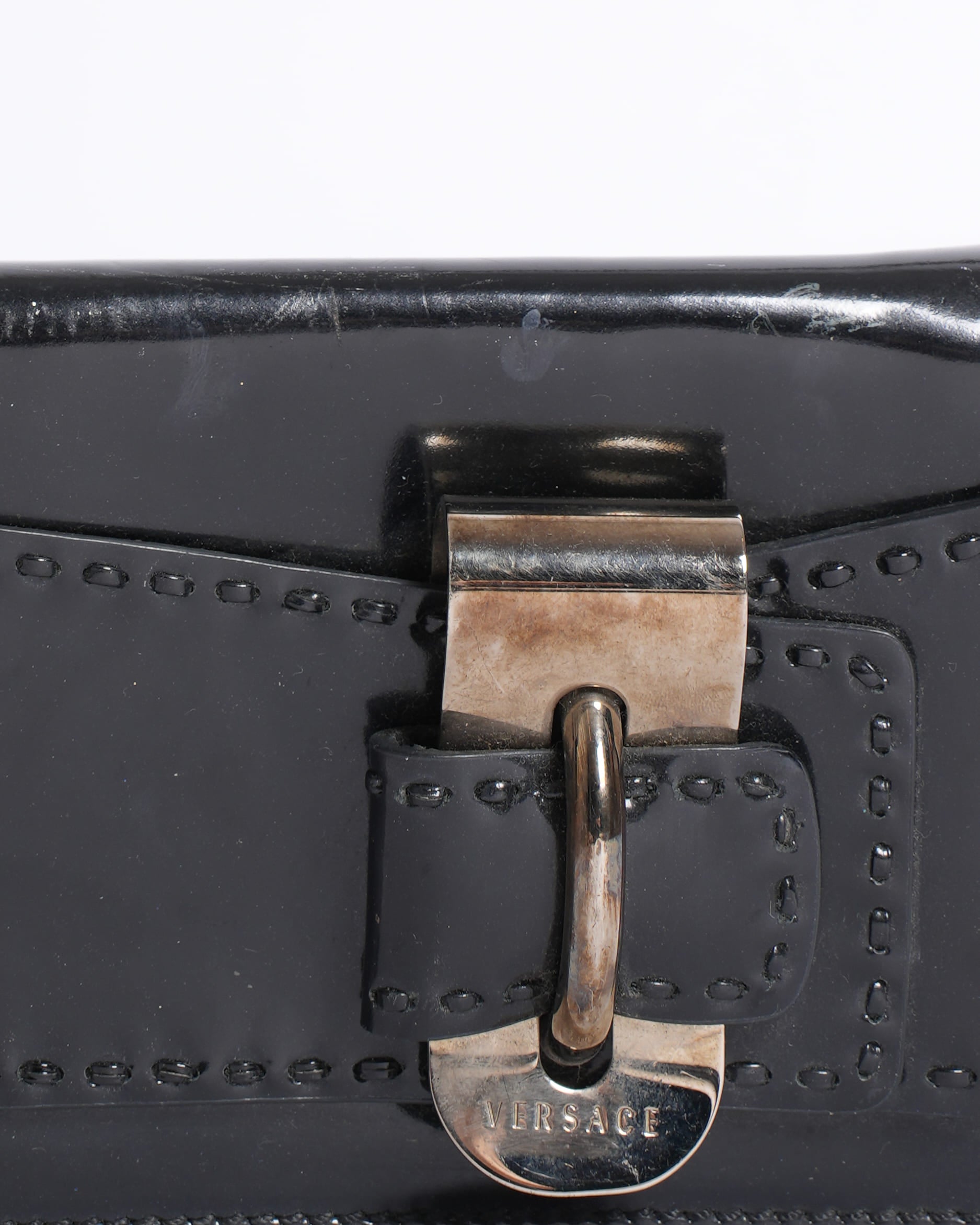 Versace Goddess Patent Leather Shoulder Bag in Black