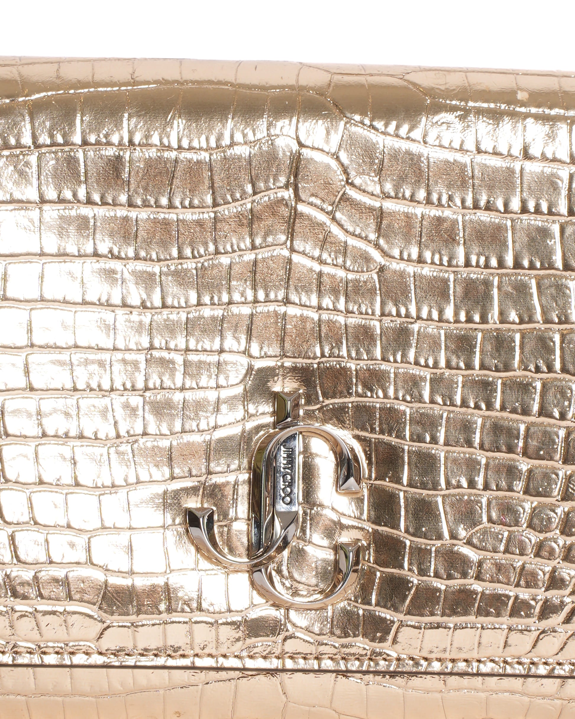 Jimmy Choo Varenne Crocodile Leather Embossed Shoulder Bag in Gold Tone
