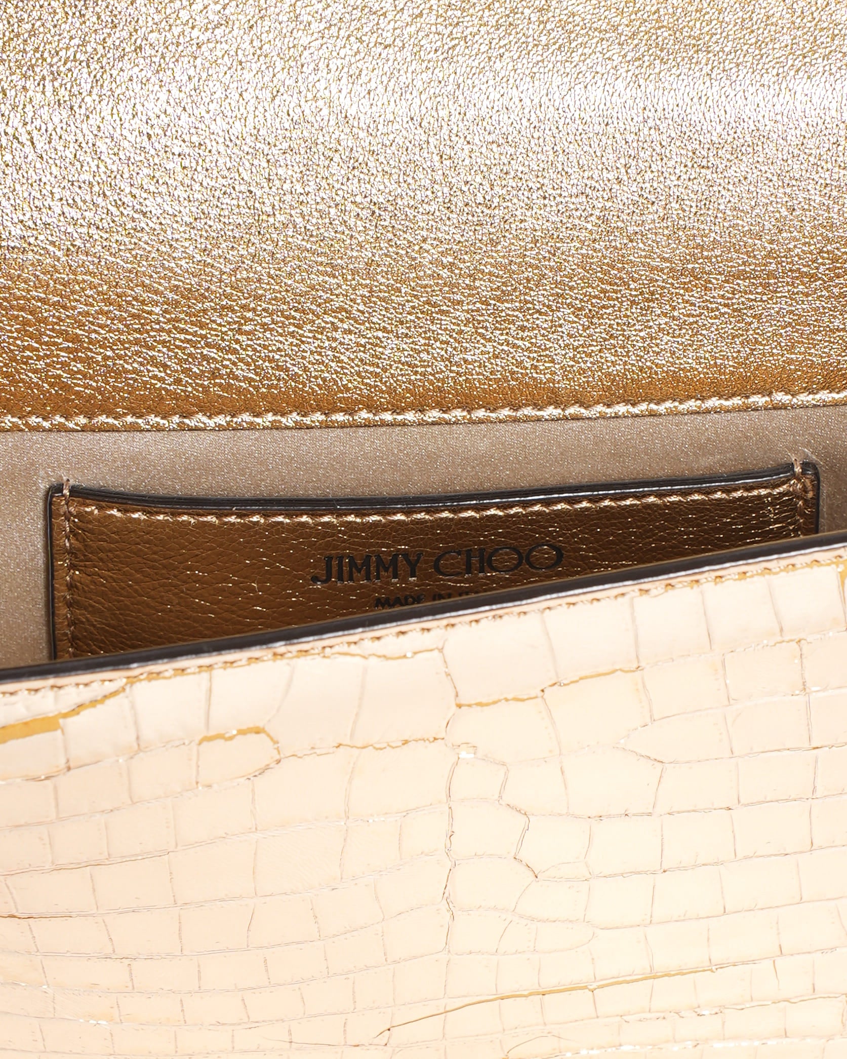Jimmy Choo Varenne Crocodile Leather Embossed Shoulder Bag in Gold Tone