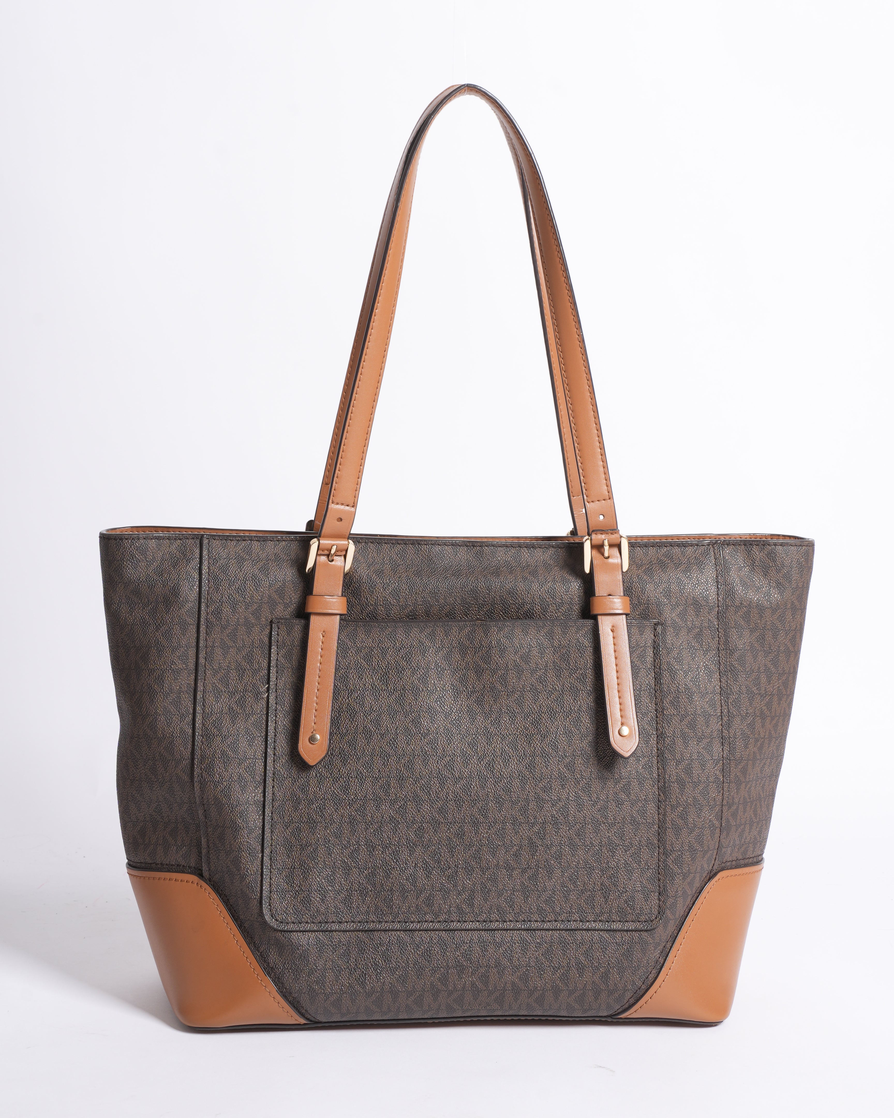 Michael Kors Monogram Tote In Brown