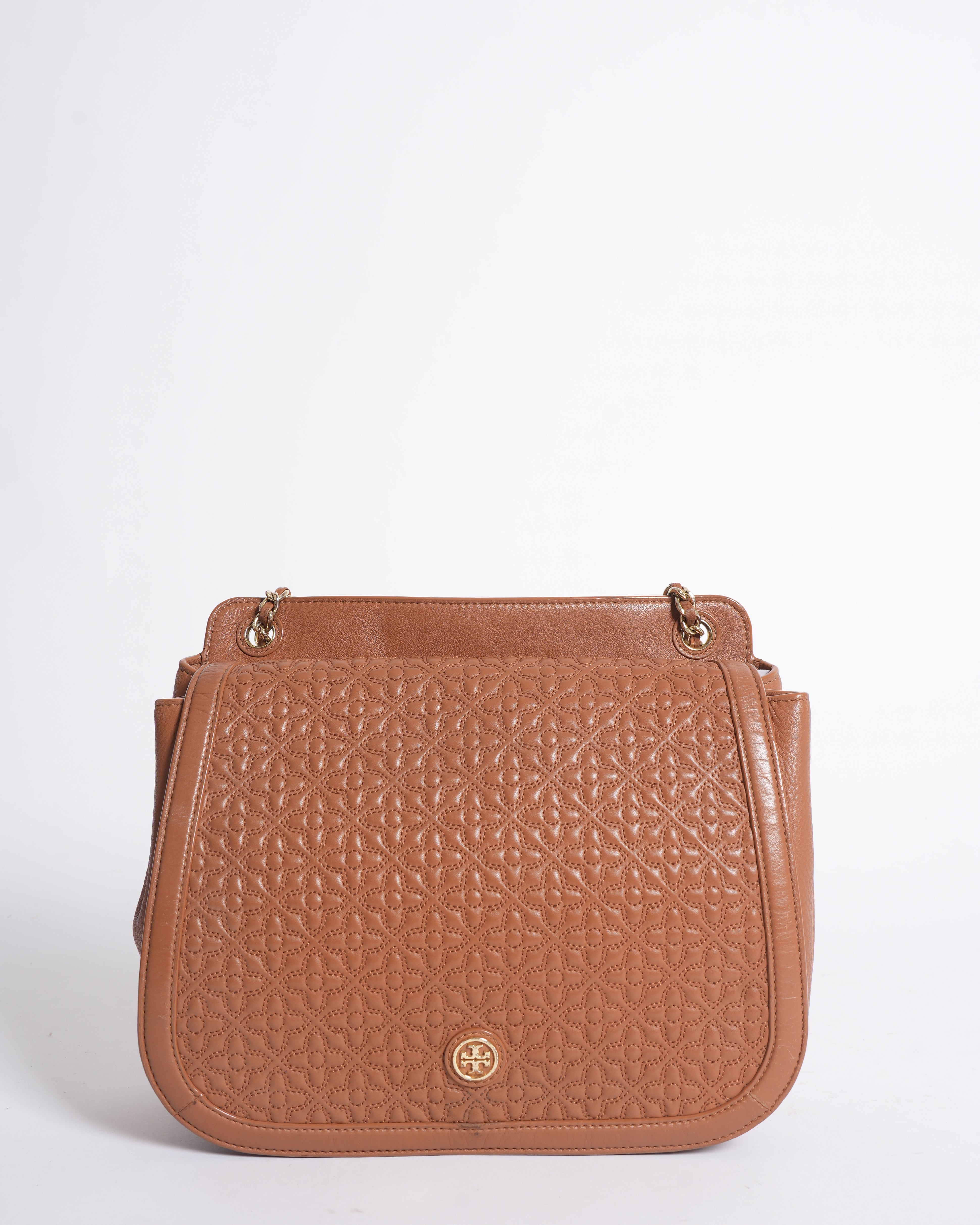 Tory Burch Quilted Crossbody Bag In Tan