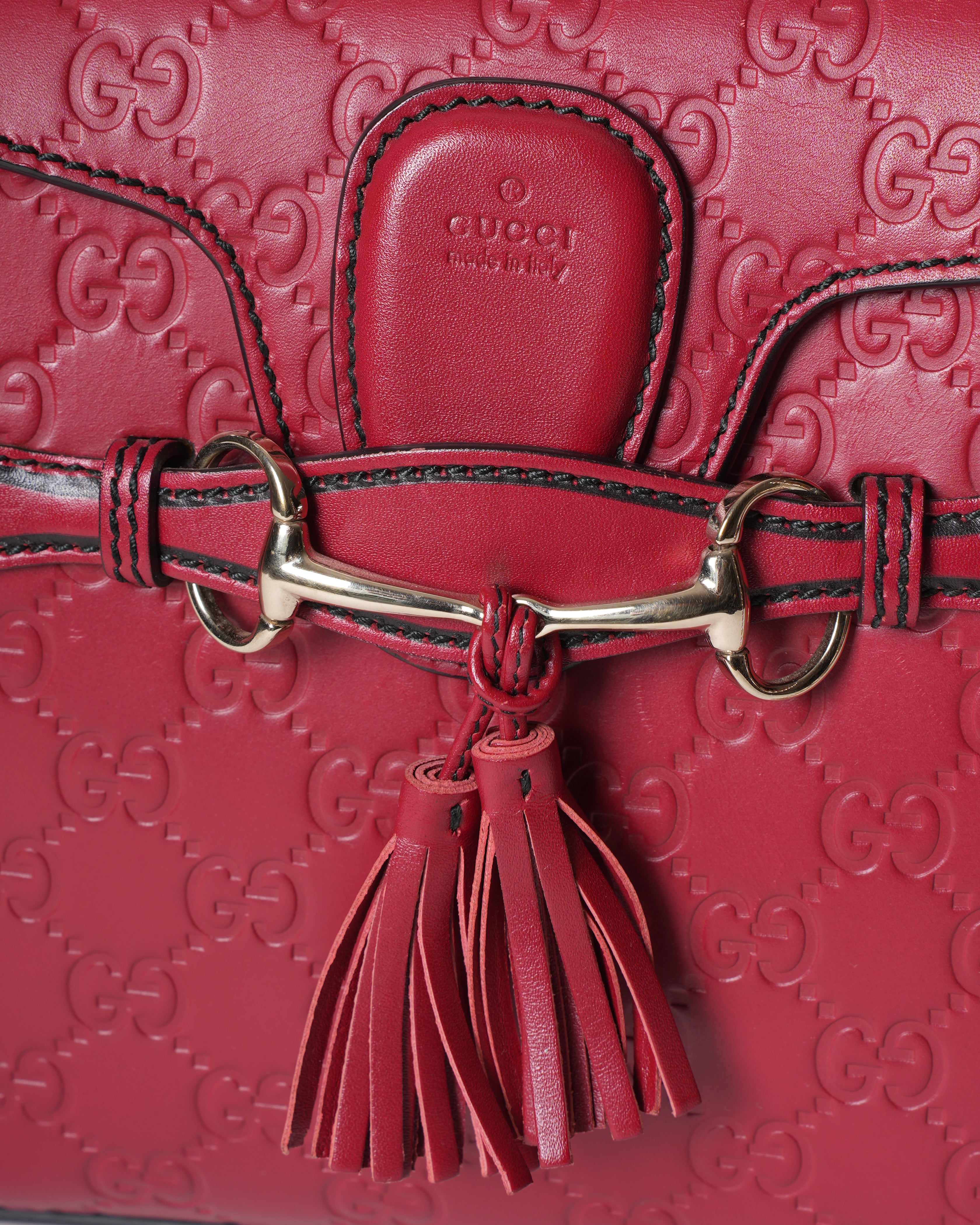 Gucci Emily Small Leather Chain Shoulder Bag In Red