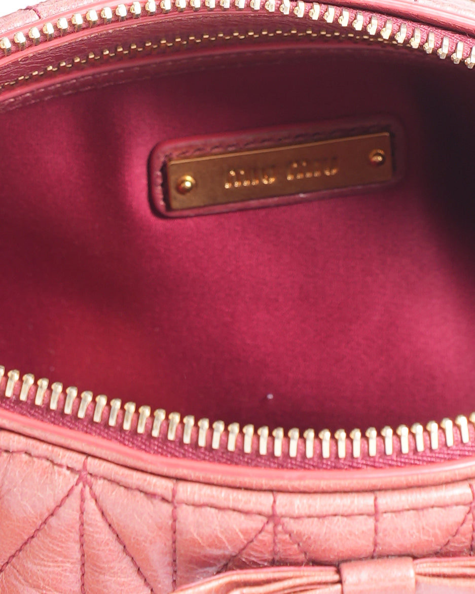 Miu Miu Matelasse Leather Shoulder bag in coral pink