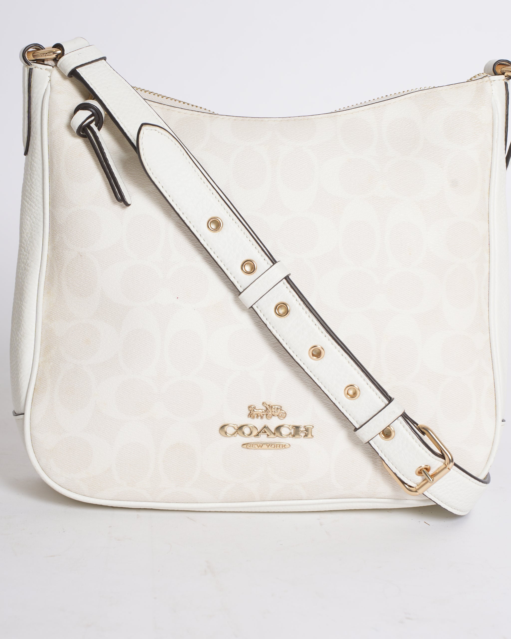 New Coach Monogram Shoulder Bag in White