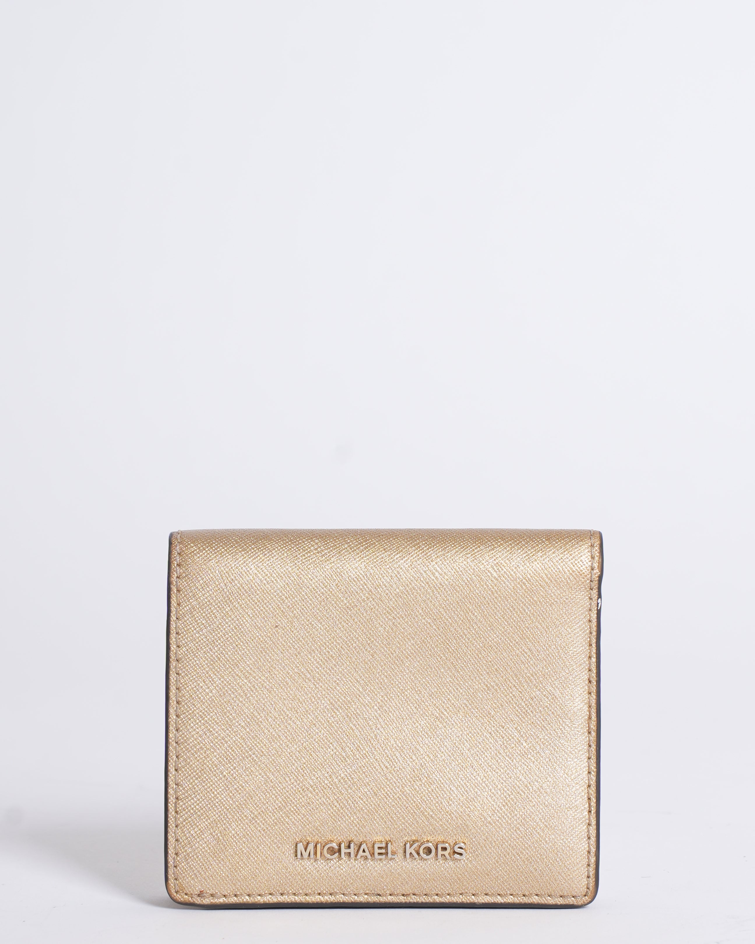 Michael Kors Metallic Gold Leather Compact Wallet