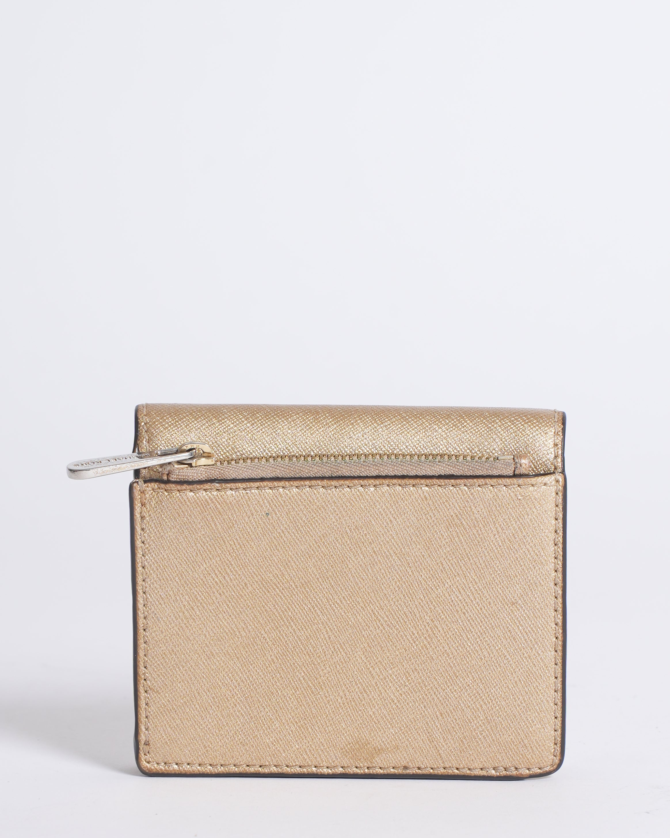 Michael Kors Metallic Gold Leather Compact Wallet