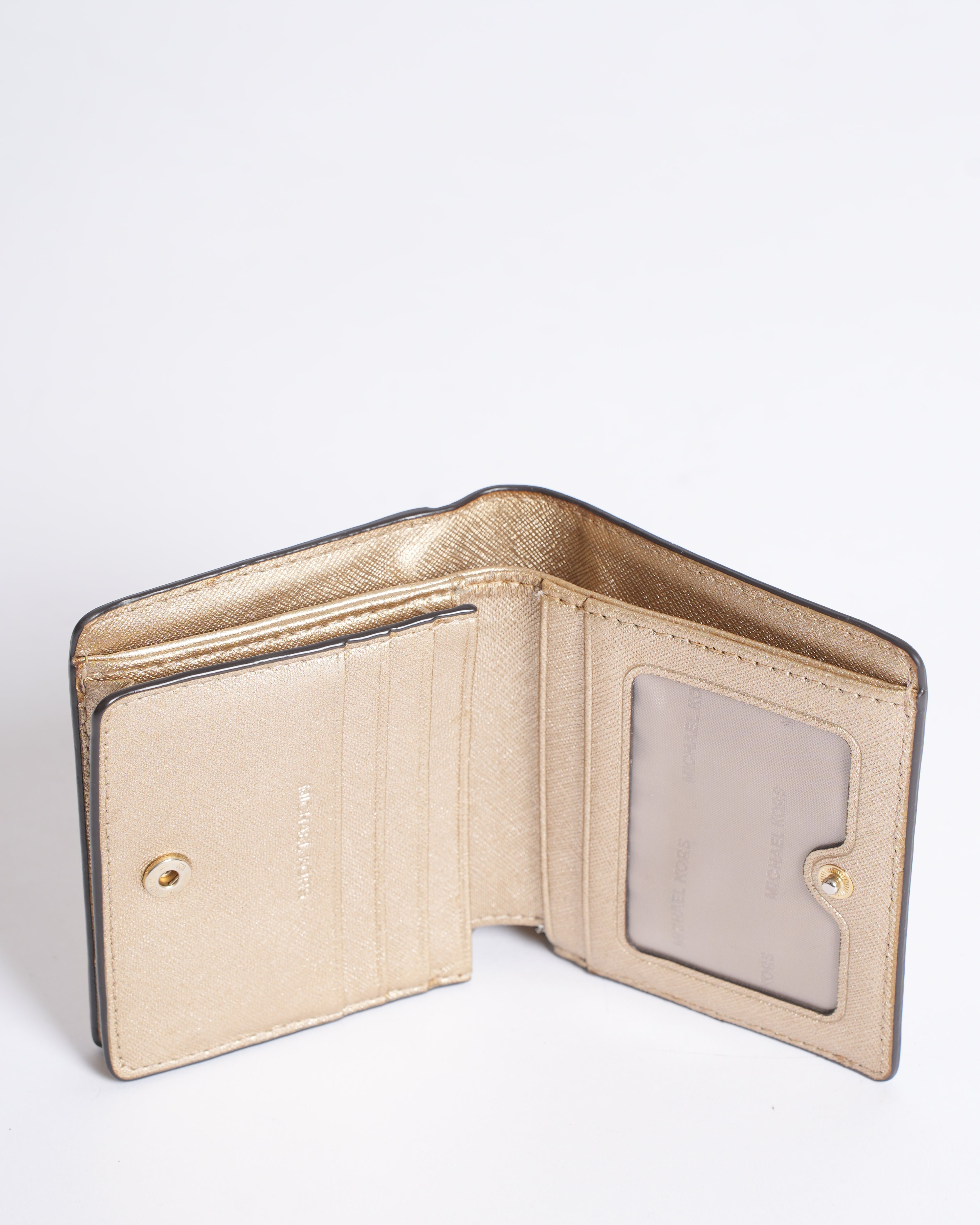 Michael Kors Metallic Gold Leather Compact Wallet