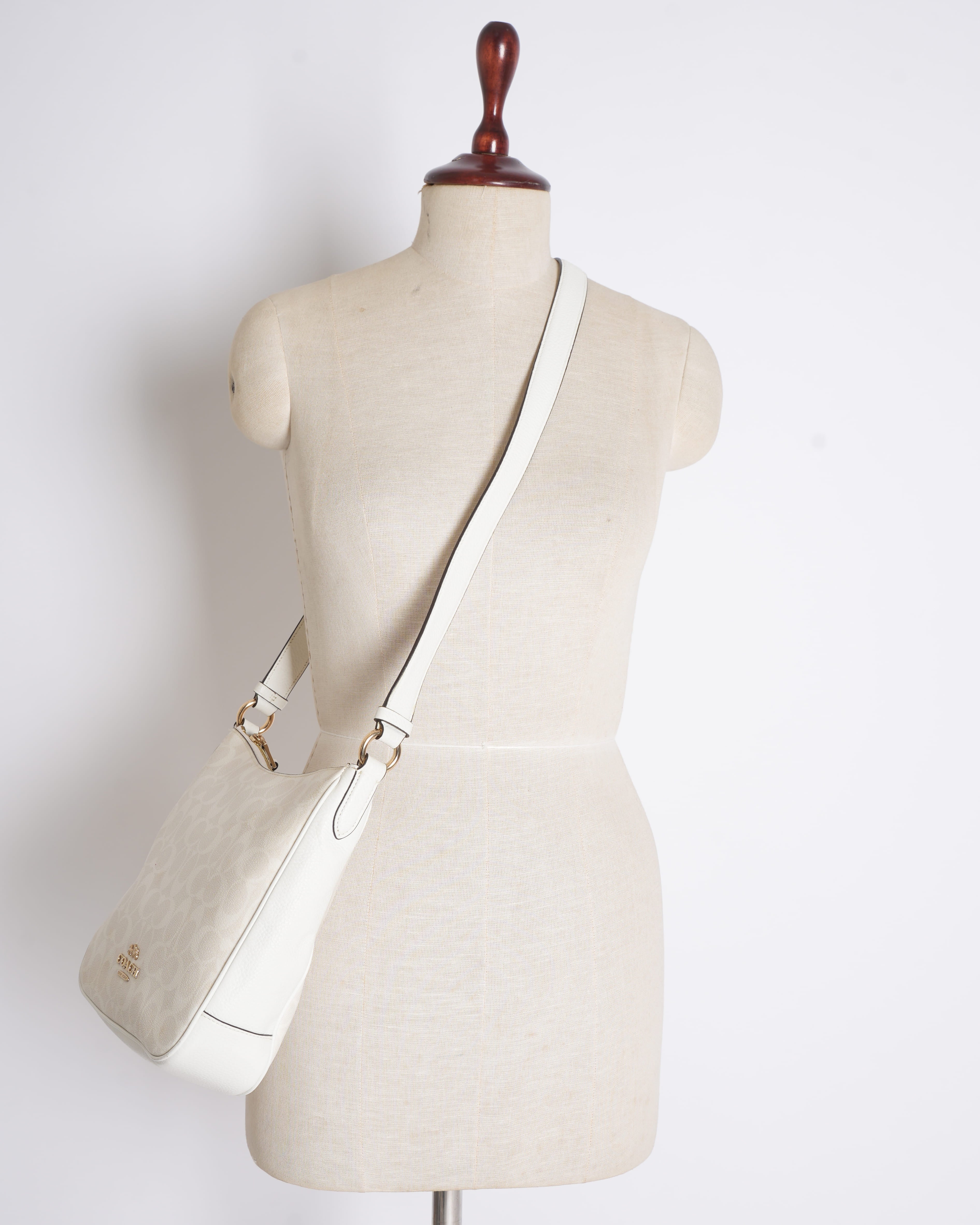 New Coach Monogram Shoulder Bag in White