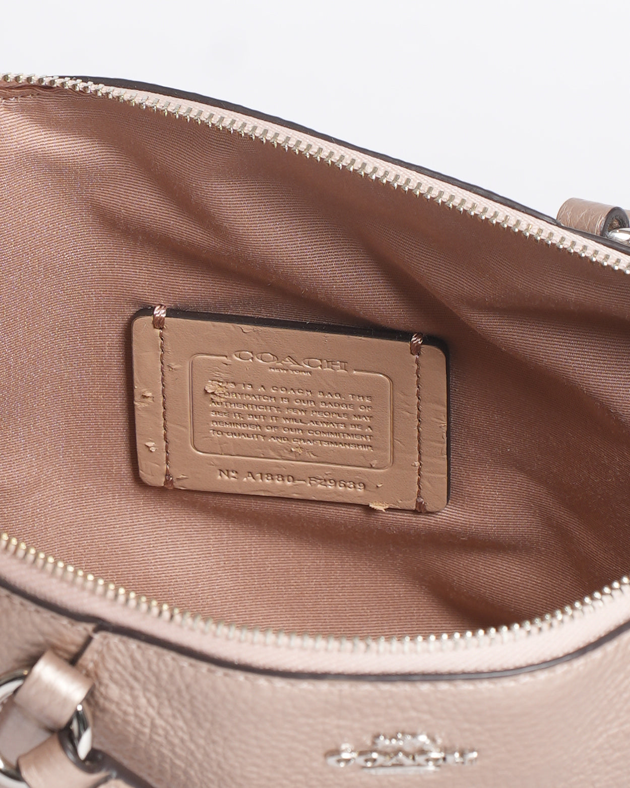 Coach Mini Kelsey Satchel in Metallic Silver