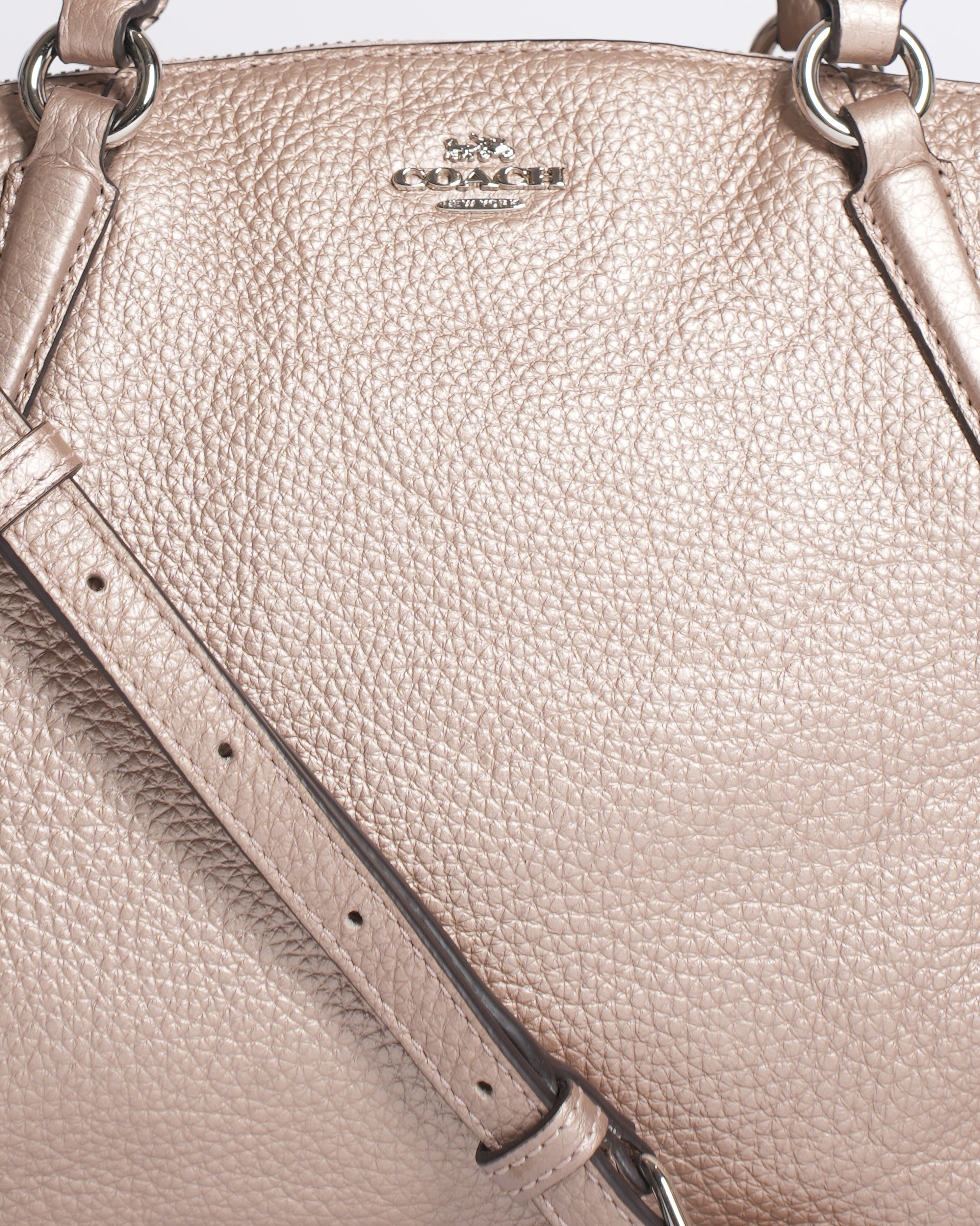 Coach Mini Kelsey Satchel in Metallic Silver