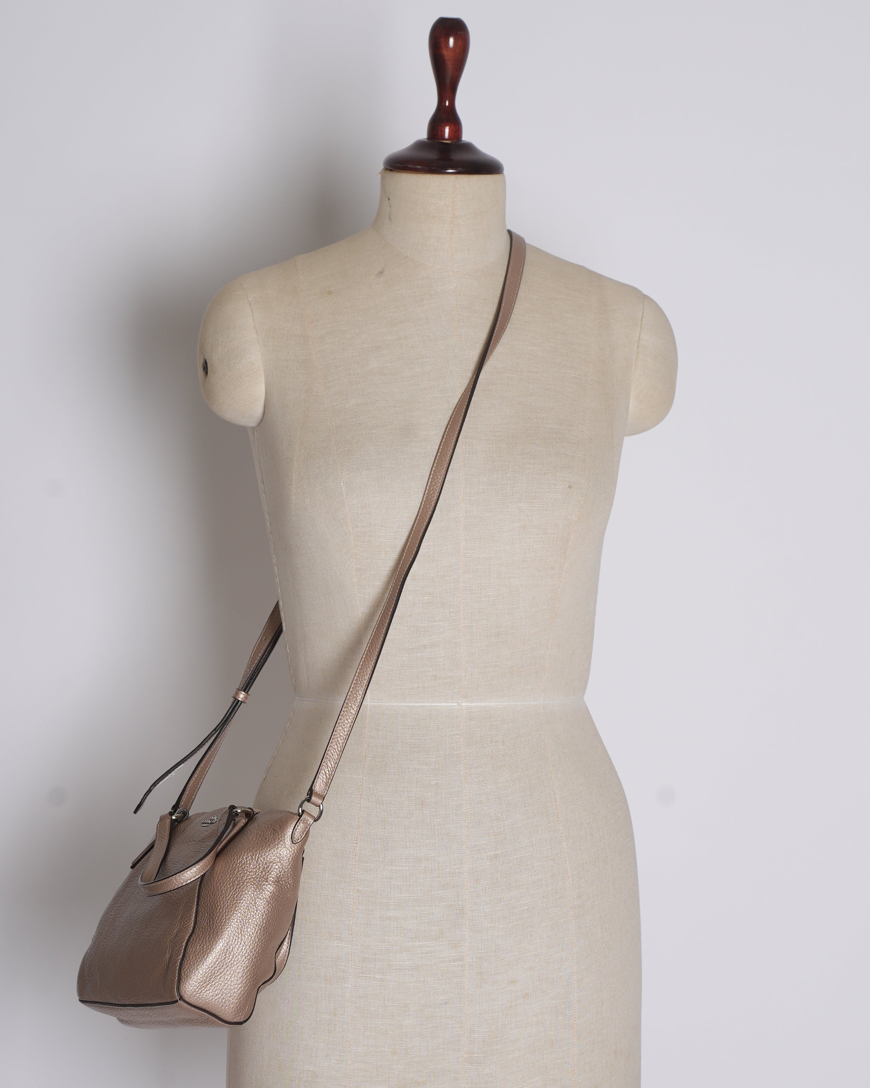 Coach Mini Kelsey Satchel in Metallic Silver