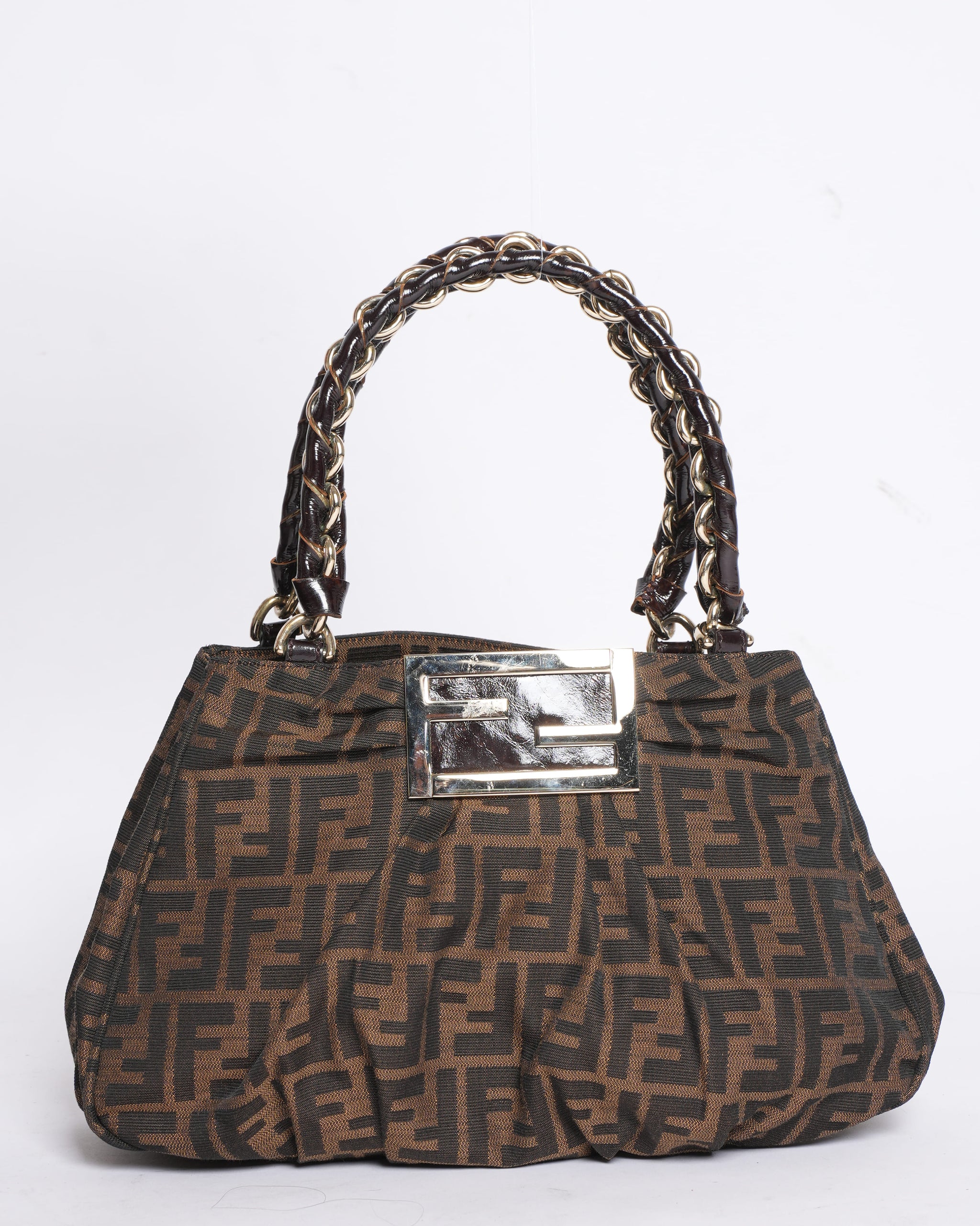 fendi tobacco zucca canvas Pre-Loved Fendi Tobacco Zucca Mia Shoulder Bag