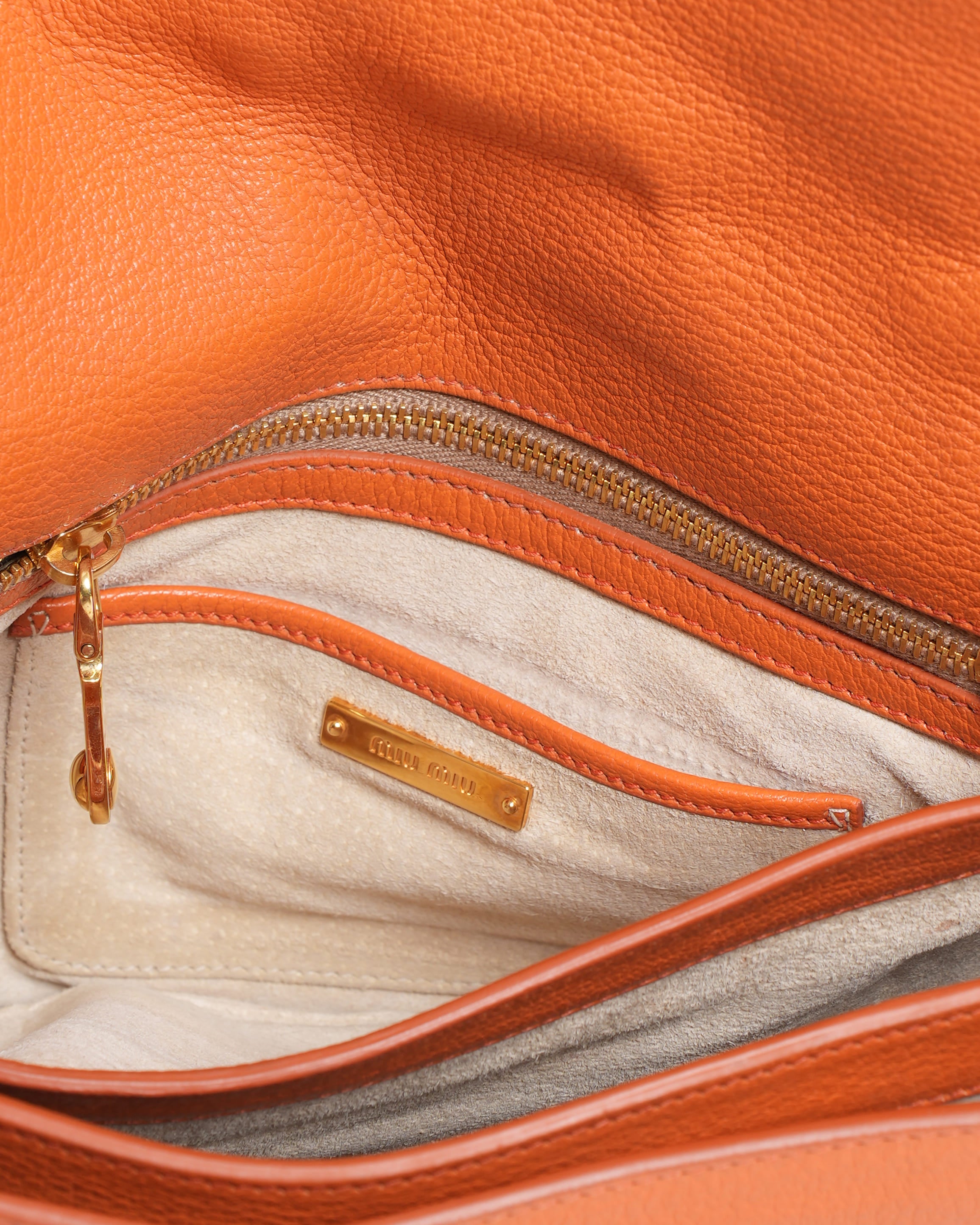 Miu Miu Orange Leather Madras Bag