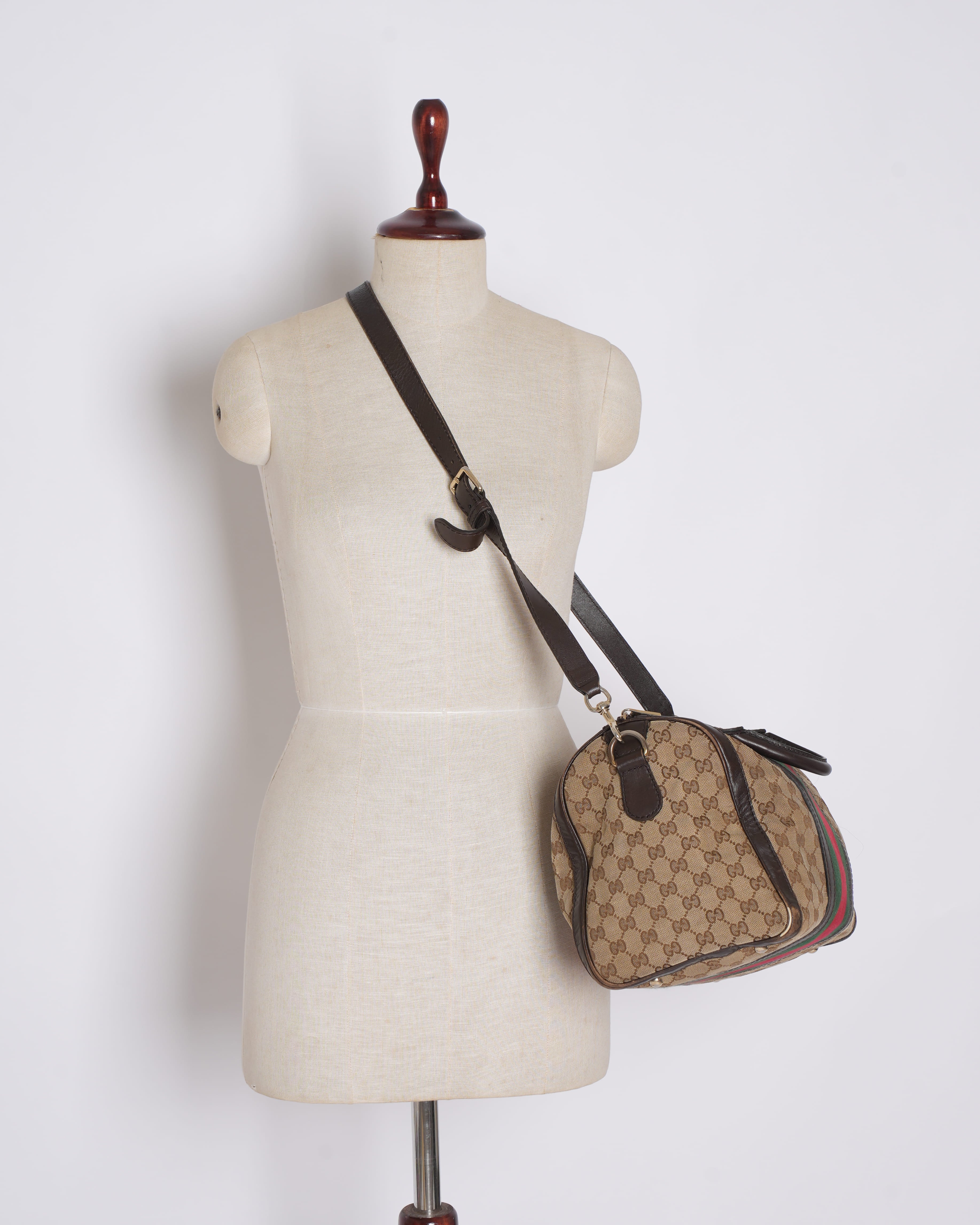 Gucci GG Canvas Web Boston Bag