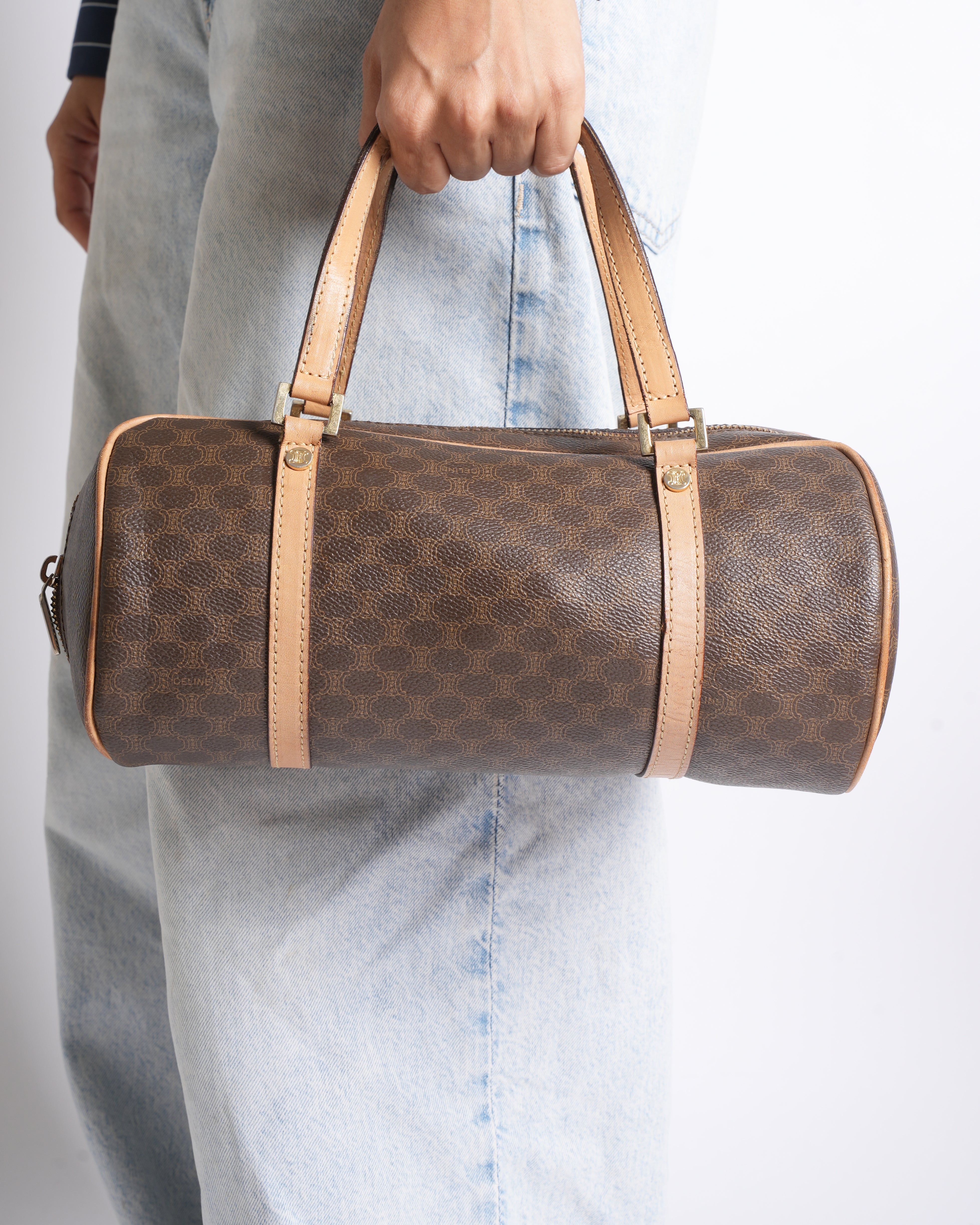 Celine Brown Macadam Mini Handbag