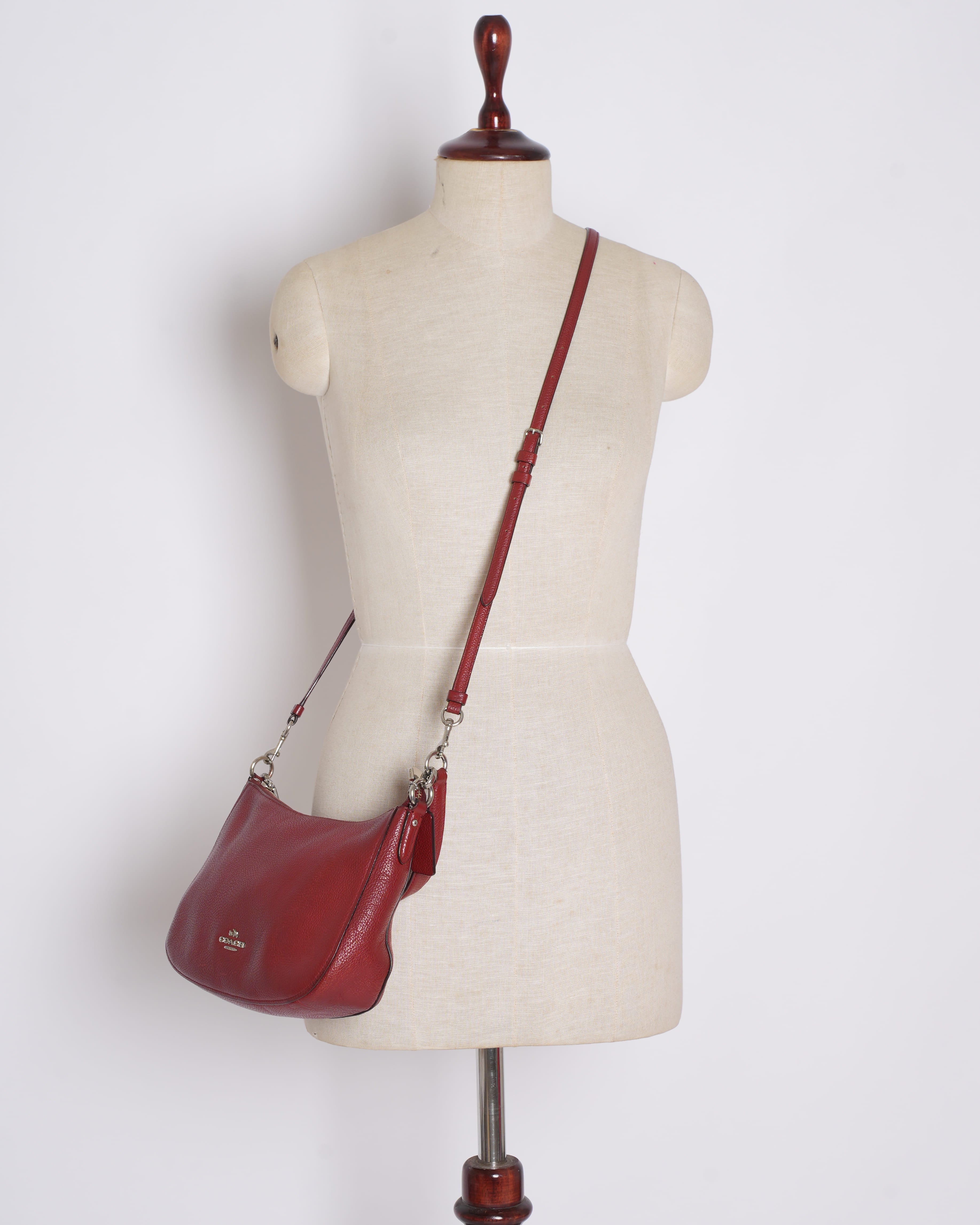" COACH Textured Top-Handle Shoulder Bag with Detachable Strap"