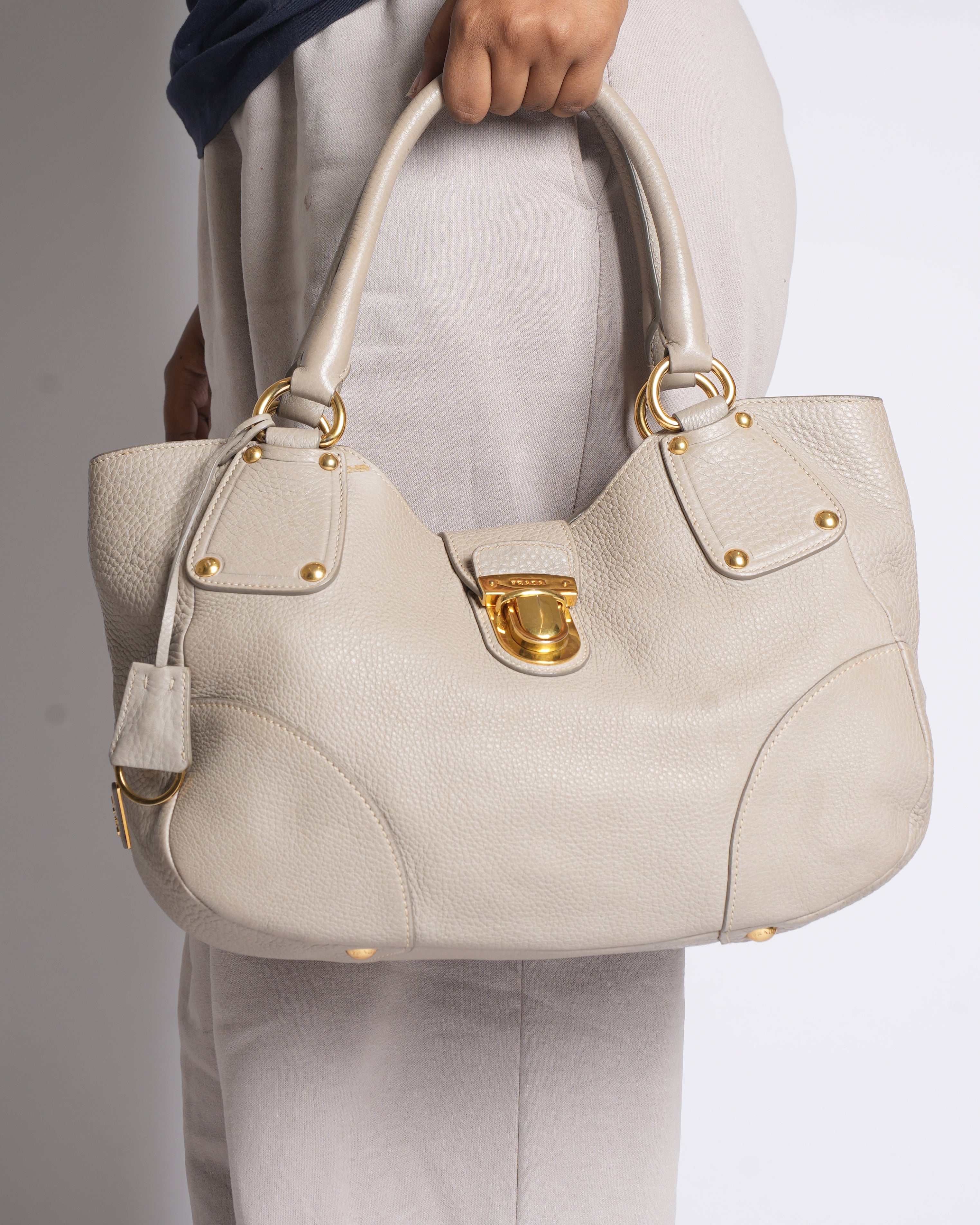 Prada Tracolla Camel Leather Shoulder Bag
