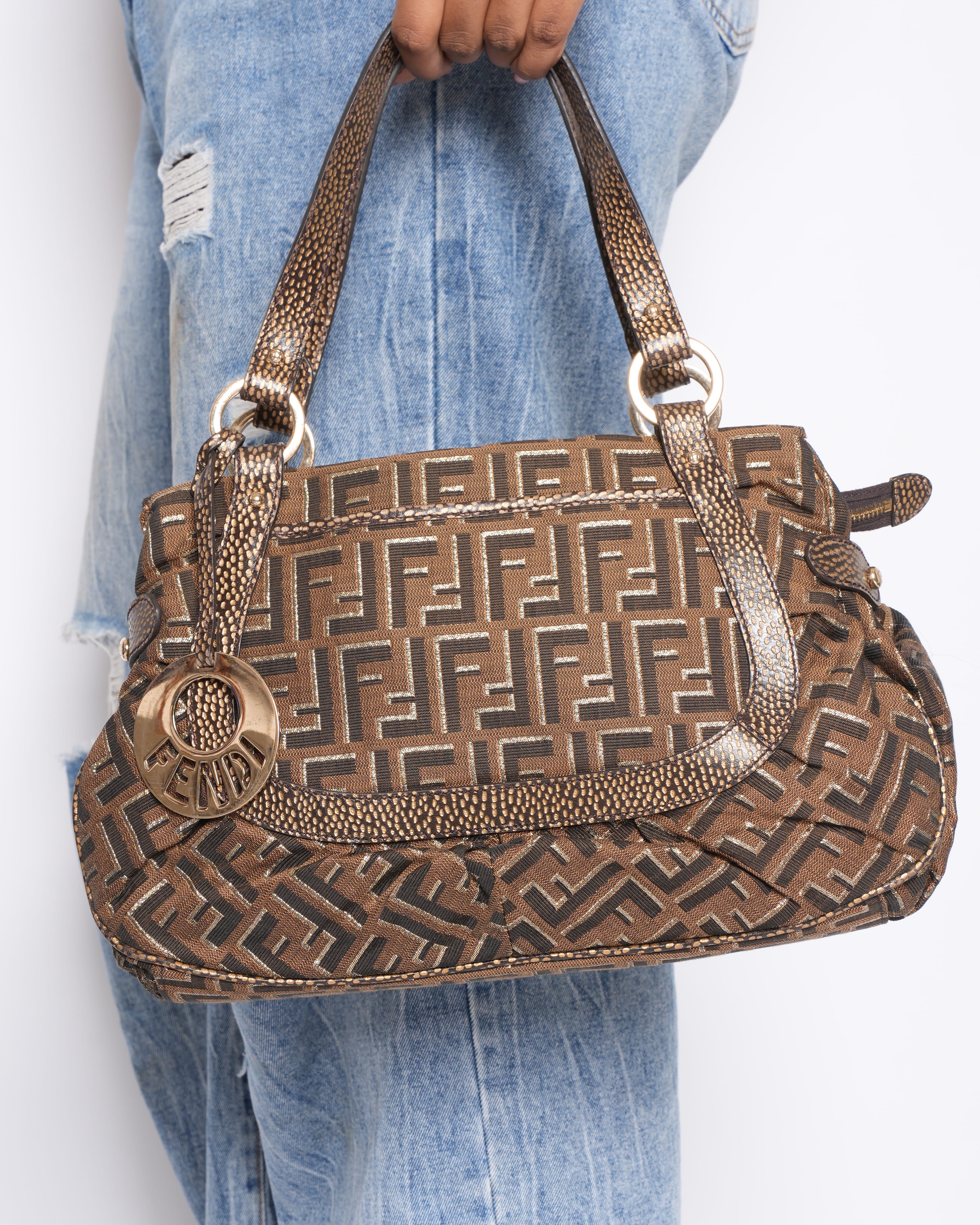 Fendi Brown Zucca Canvas & Leather Shoulder Bag