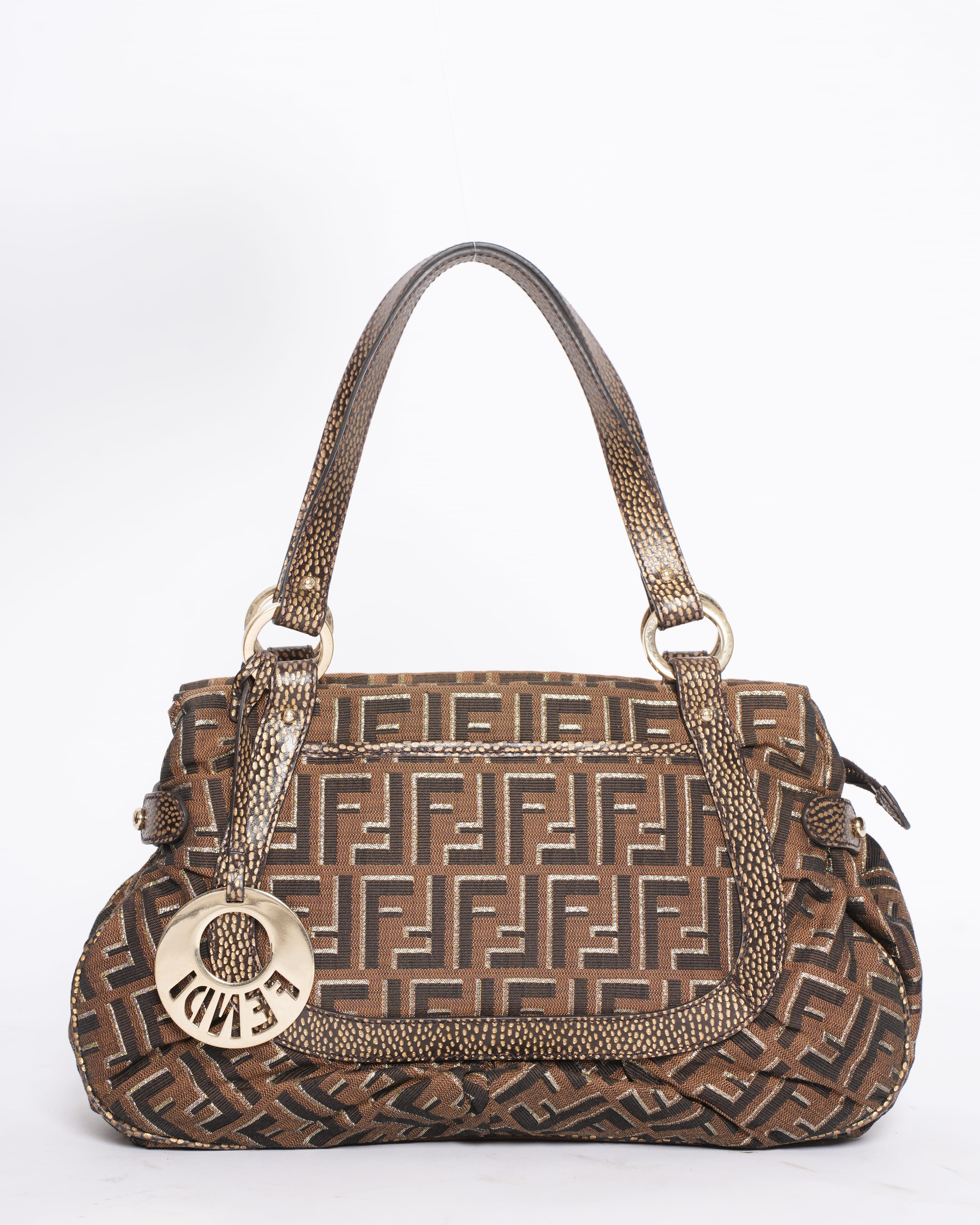Fendi Brown Zucca Canvas & Leather Shoulder Bag