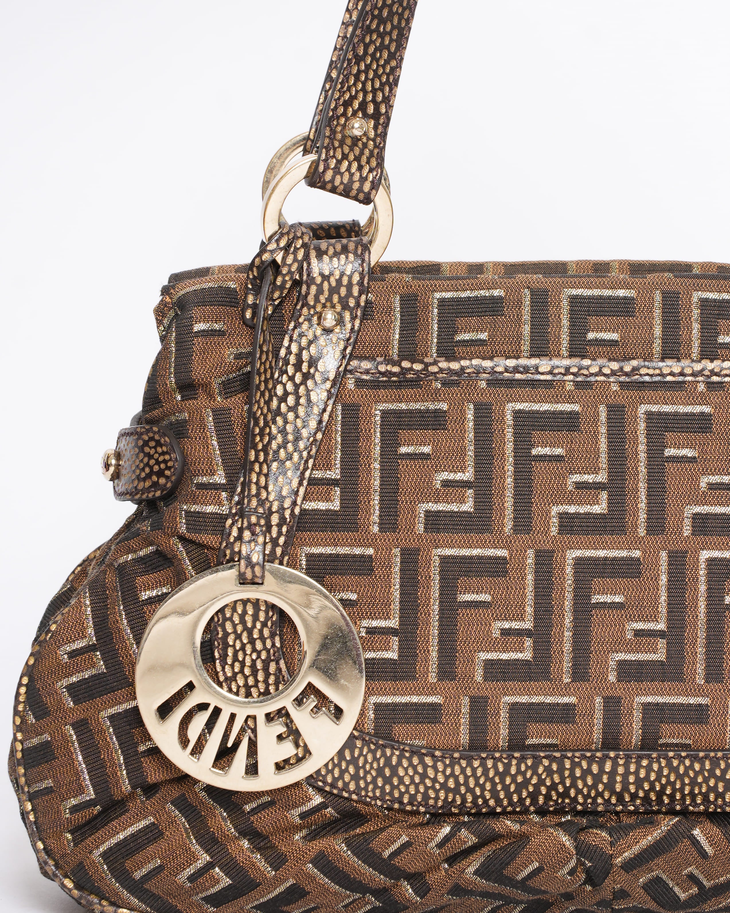 Fendi Brown Zucca Canvas & Leather Shoulder Bag