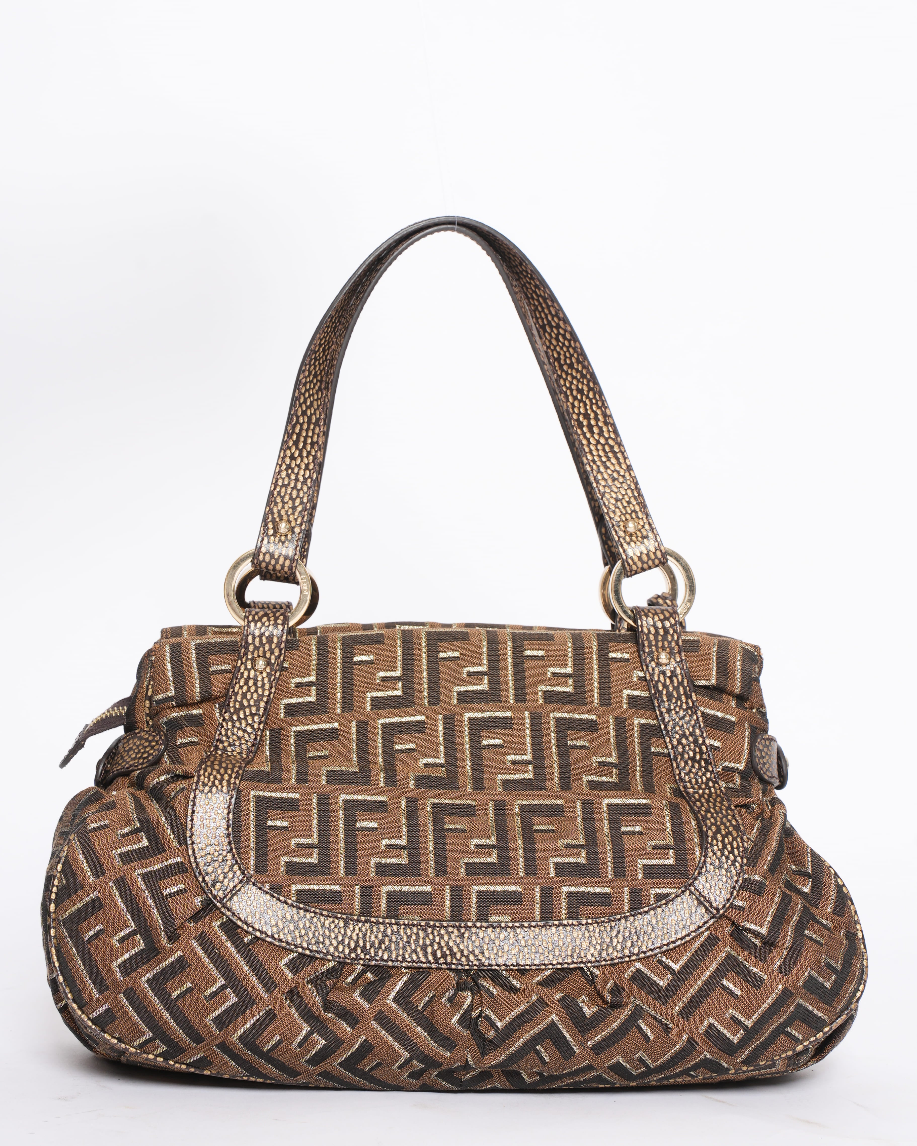 Fendi Brown Zucca Canvas & Leather Shoulder Bag