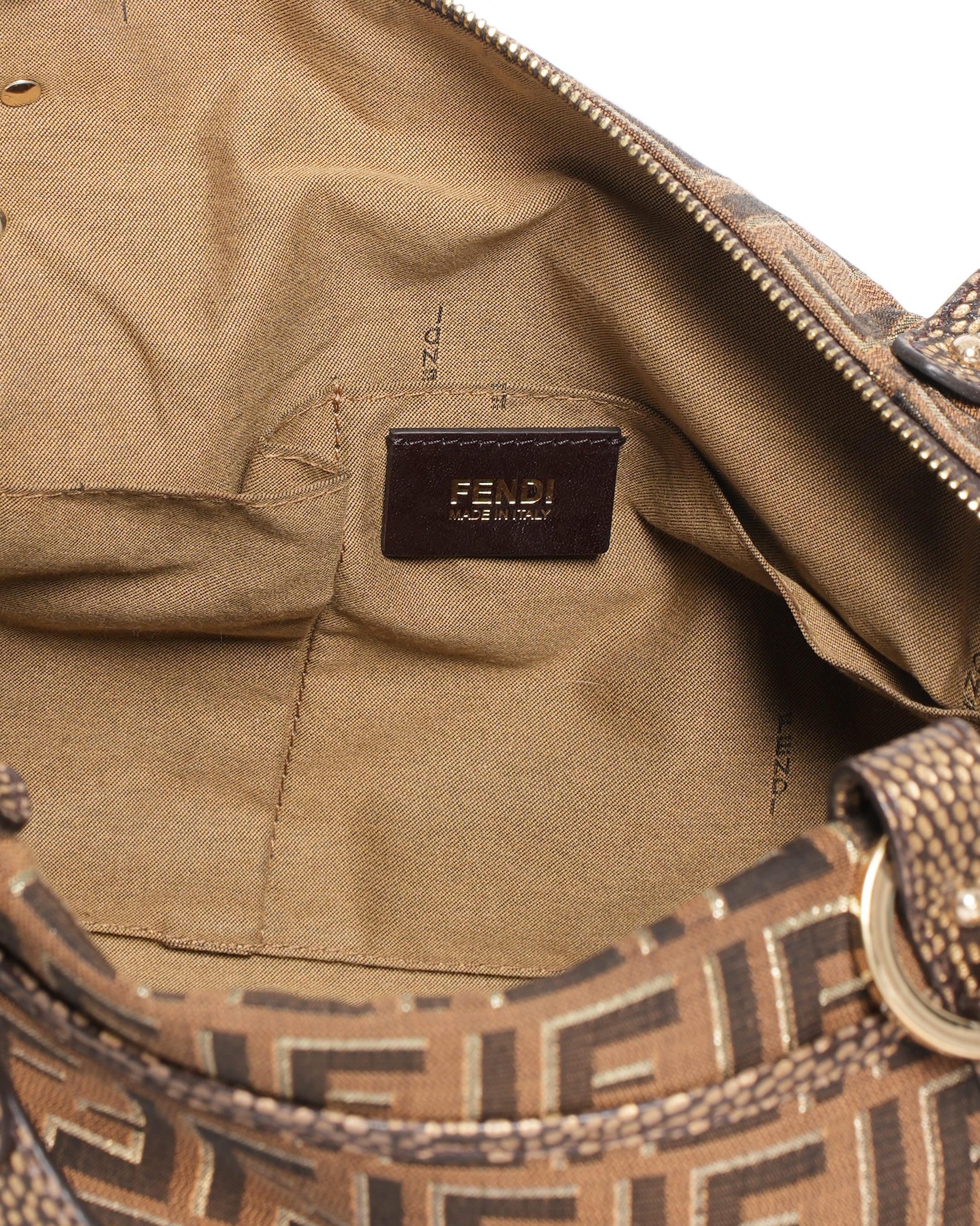 Fendi Brown Zucca Canvas & Leather Shoulder Bag