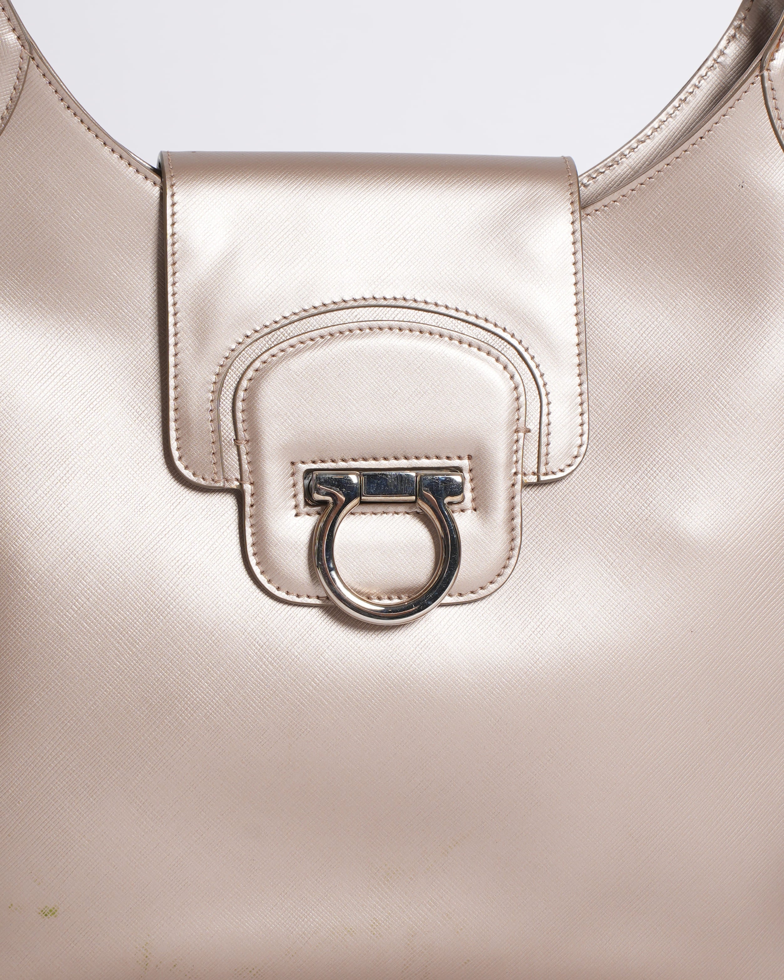 Salvatore Ferragamo Gancini Metallic Hobo Bag