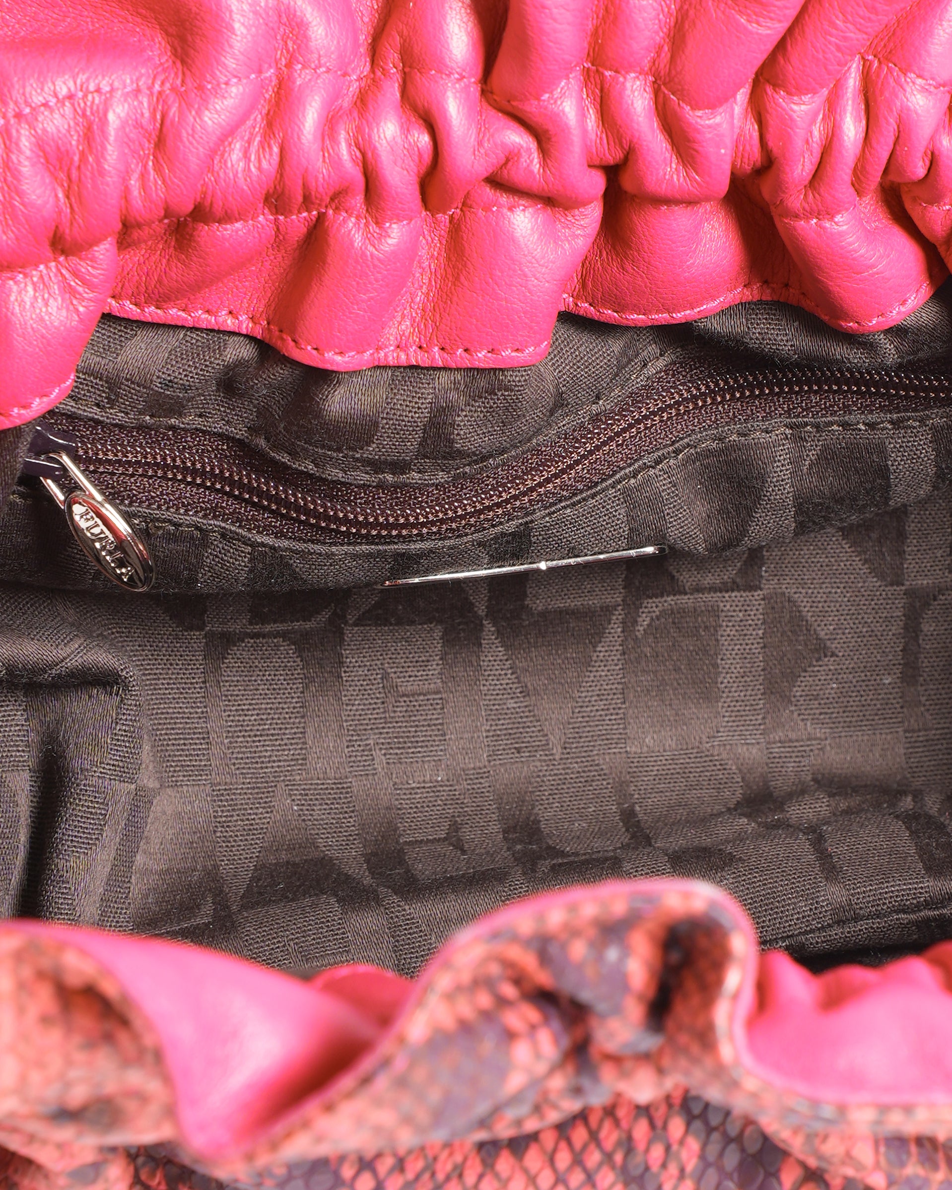 New Furla Ruffle Clutch In Embossed Python Clutch