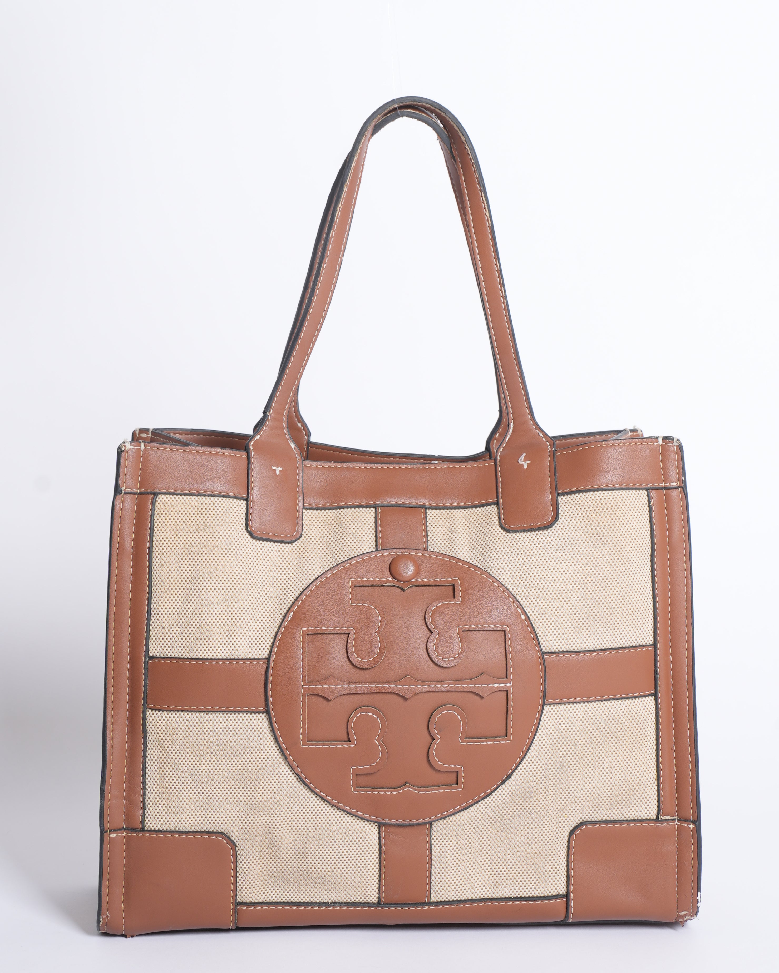 Tory Burch Ella Canvas & Leather Shoulder Bag