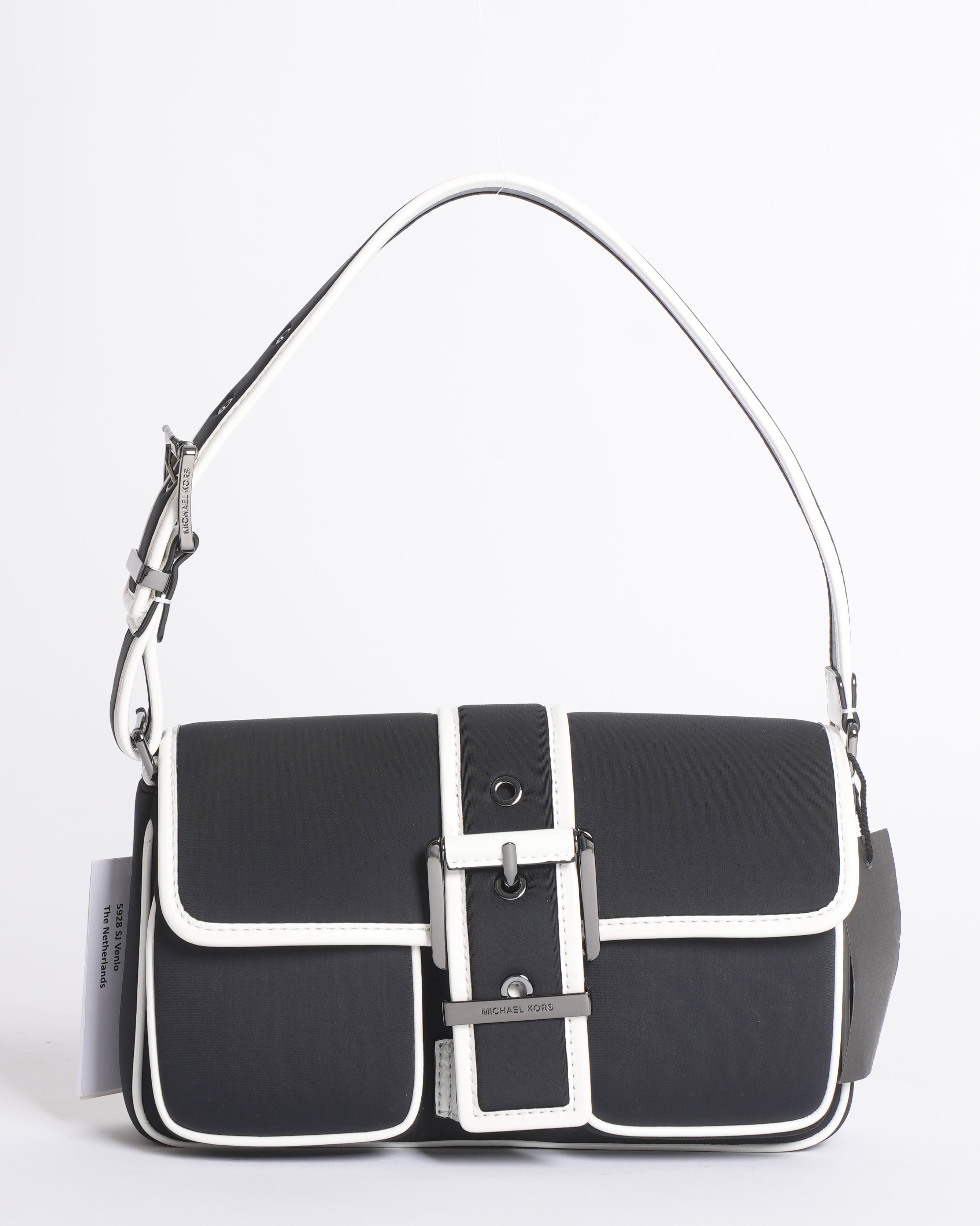 New Michael Kors Colby Medium Two-Tone Neoprene Shoulder Bag